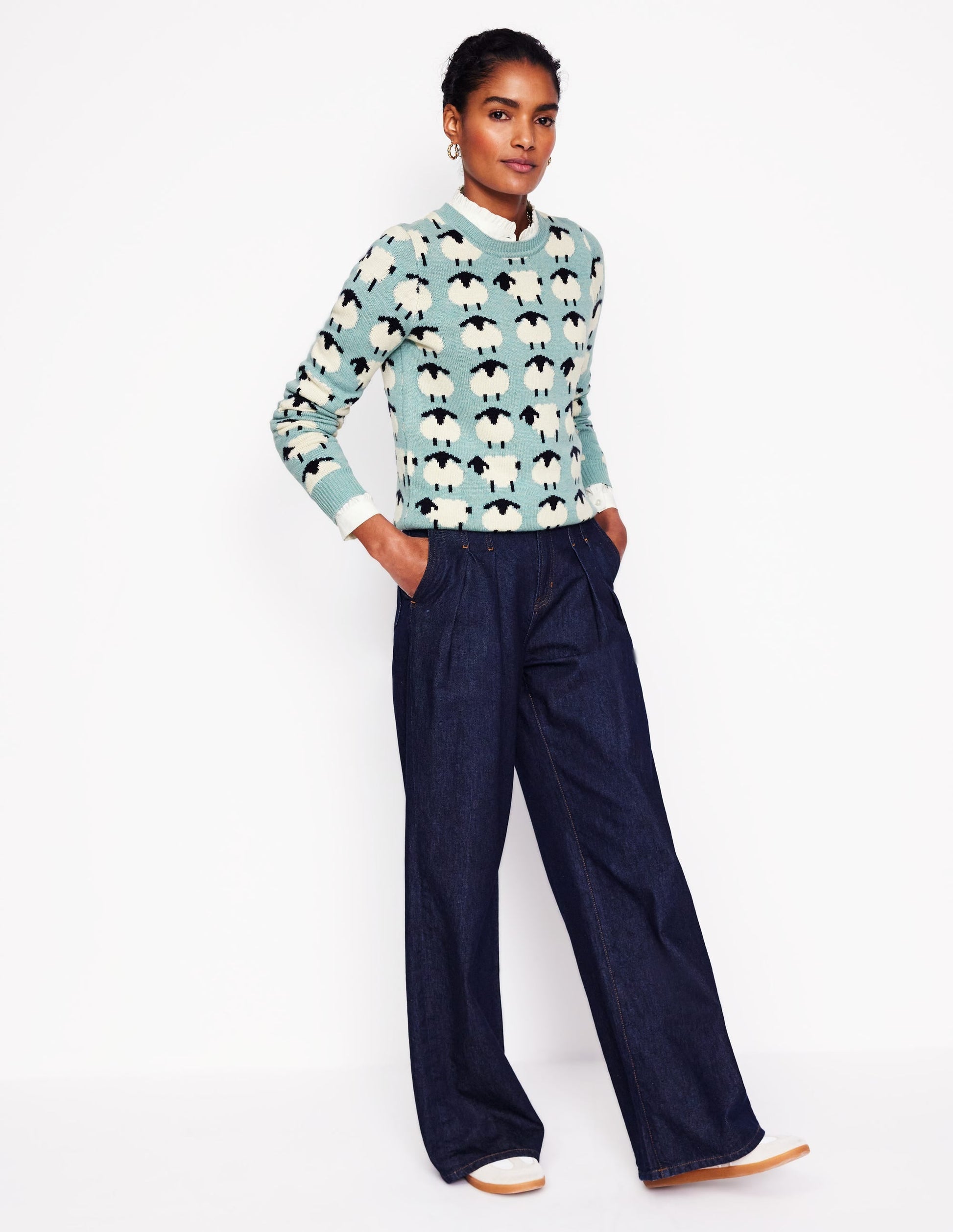Heather Jacquard Jumper-Seamist Blue, Sheep-4
