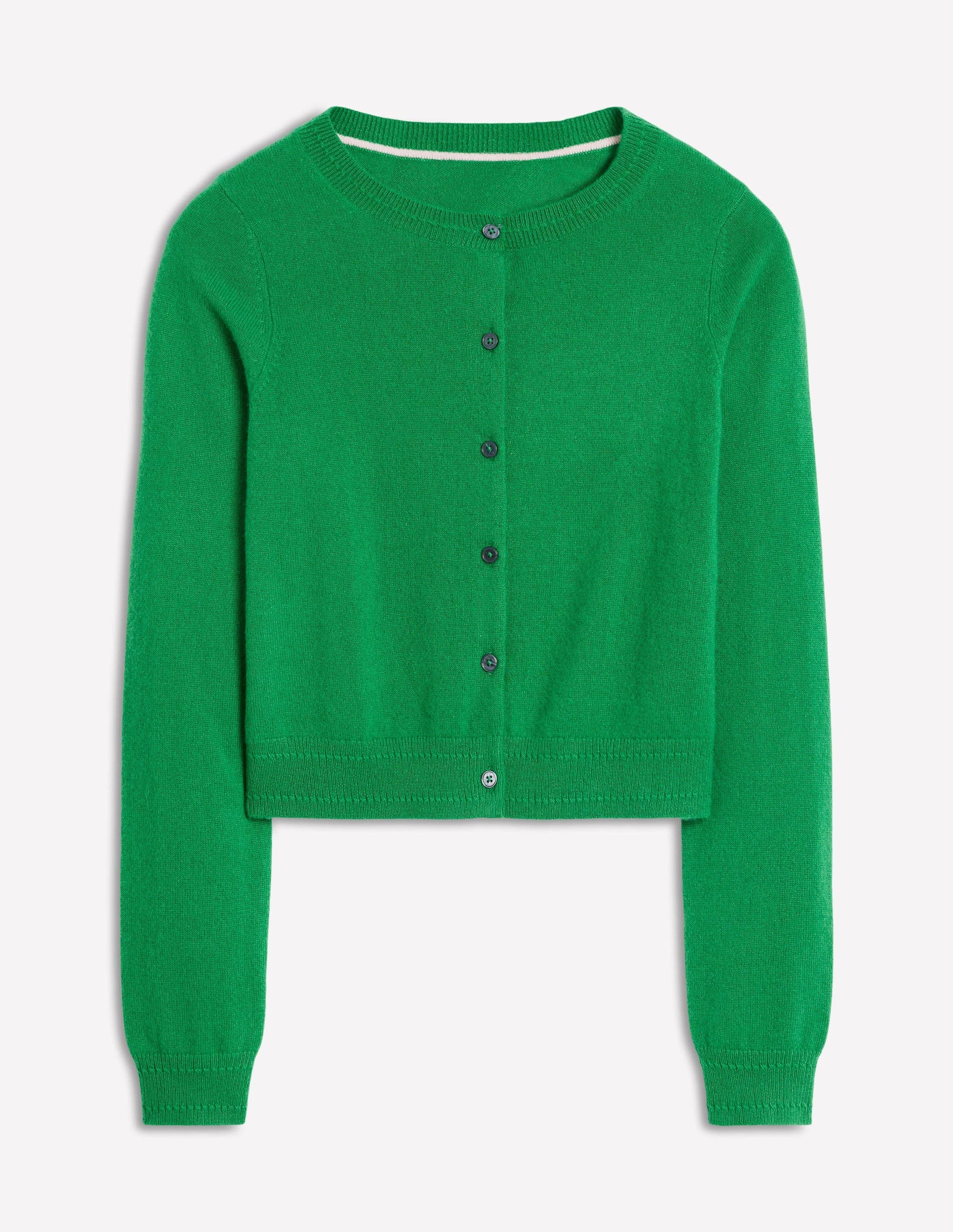 Eva Cashmere Cropped Cardigan-Rich Emerald-5