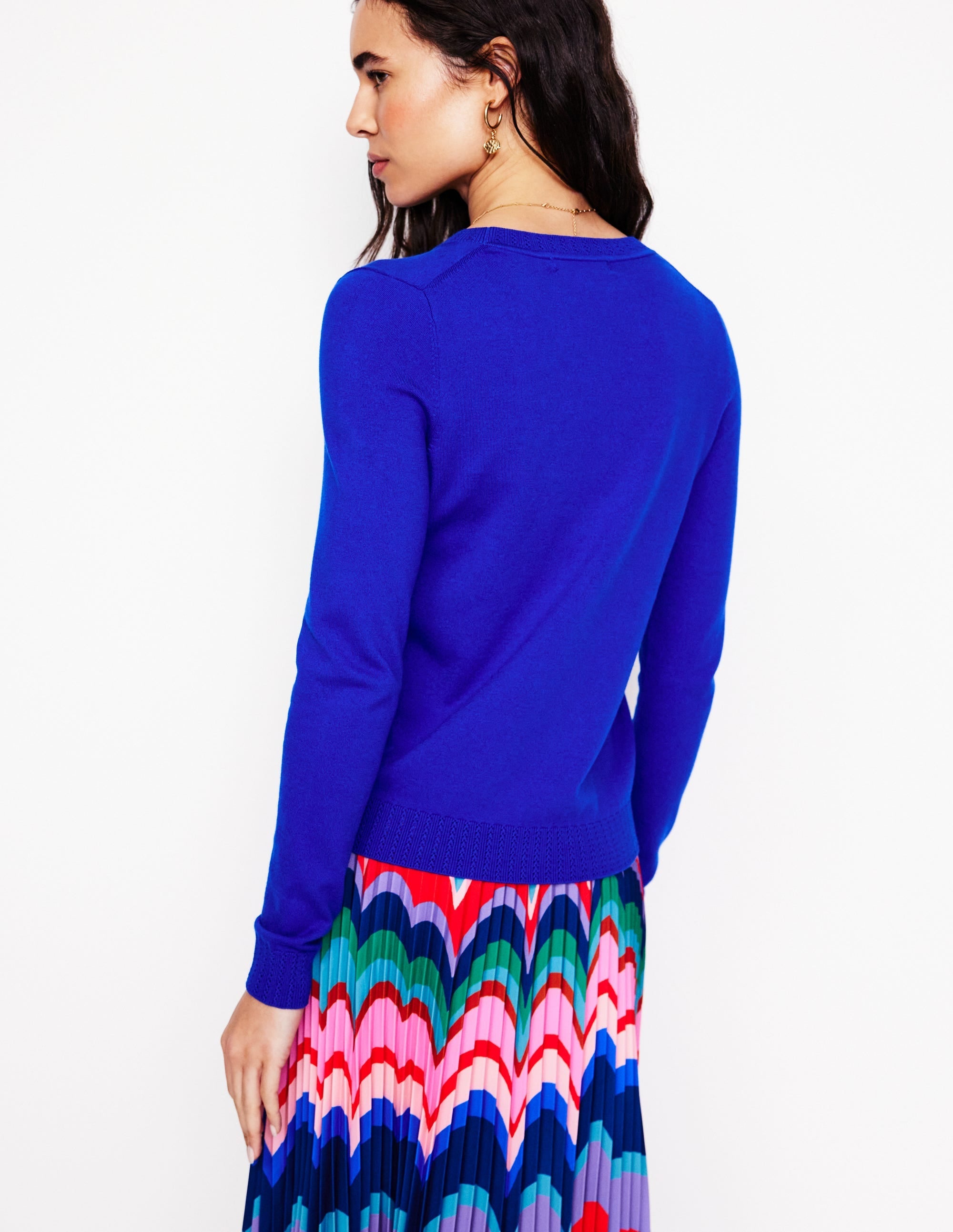 Emilia Cotton Crew Jumper-Bright Blue - Image 3