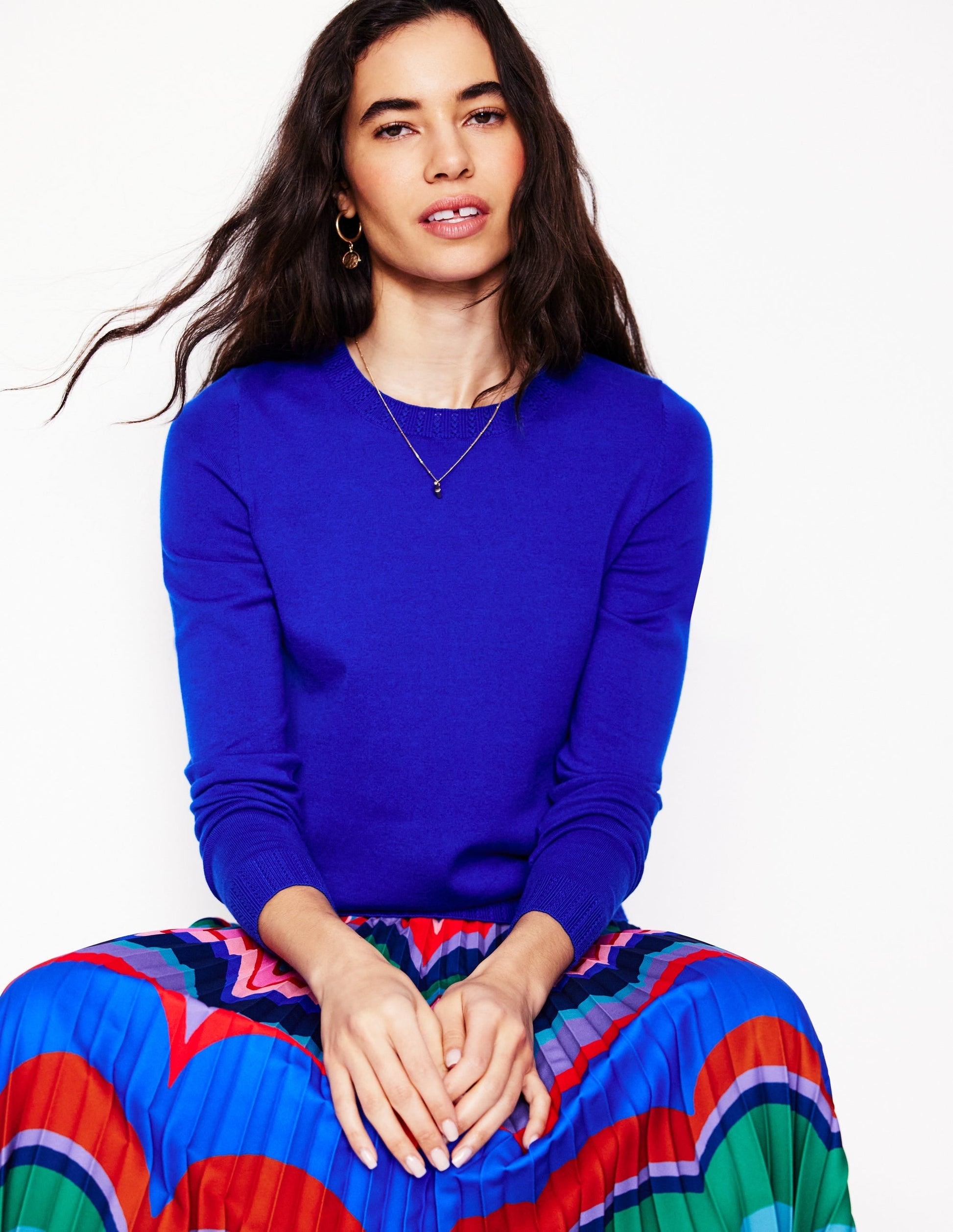 Emilia Cotton Crew Jumper-Bright Blue-4