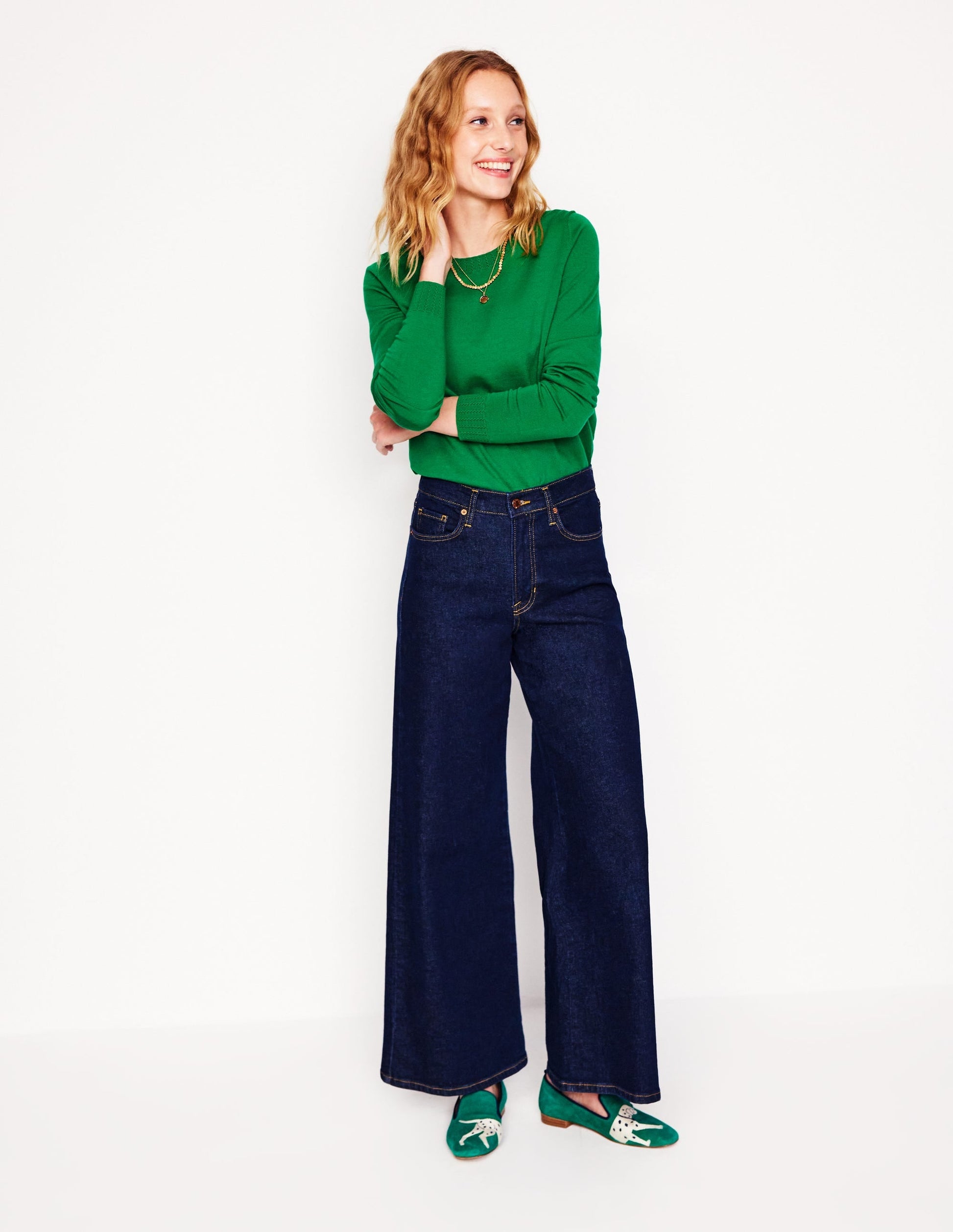 Emilia Cotton Crew Jumper-Rich Emerald-4
