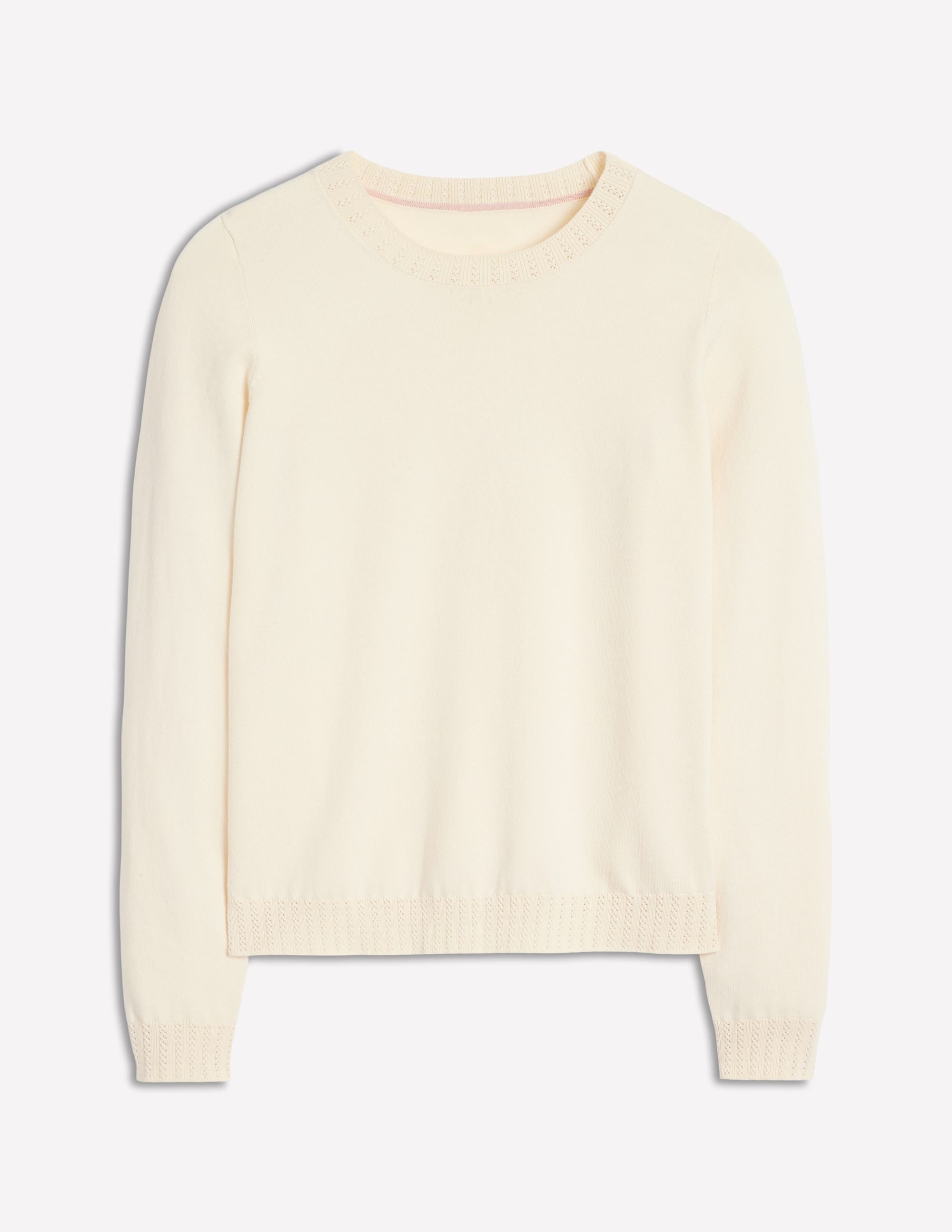 Emilia Cotton Crew Jumper-Warm Ivory - Image 5