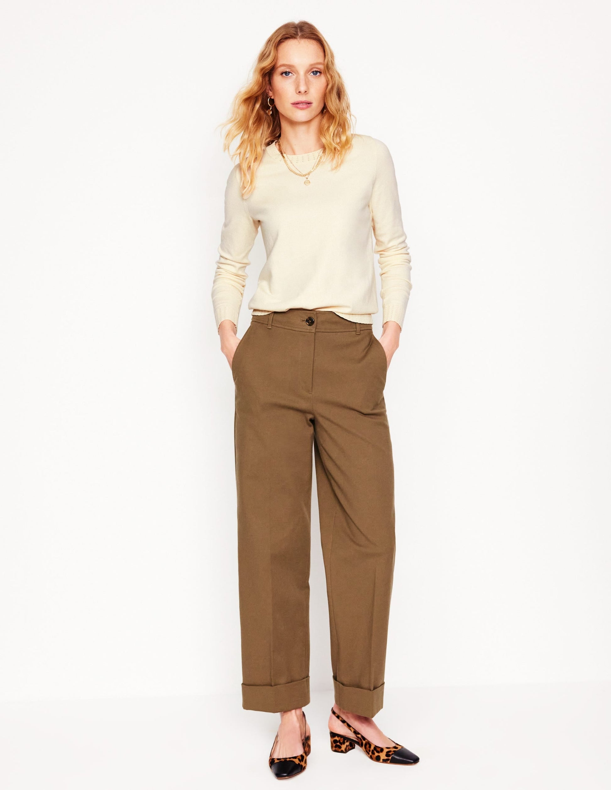 Emilia Cotton Crew Jumper-Warm Ivory-4