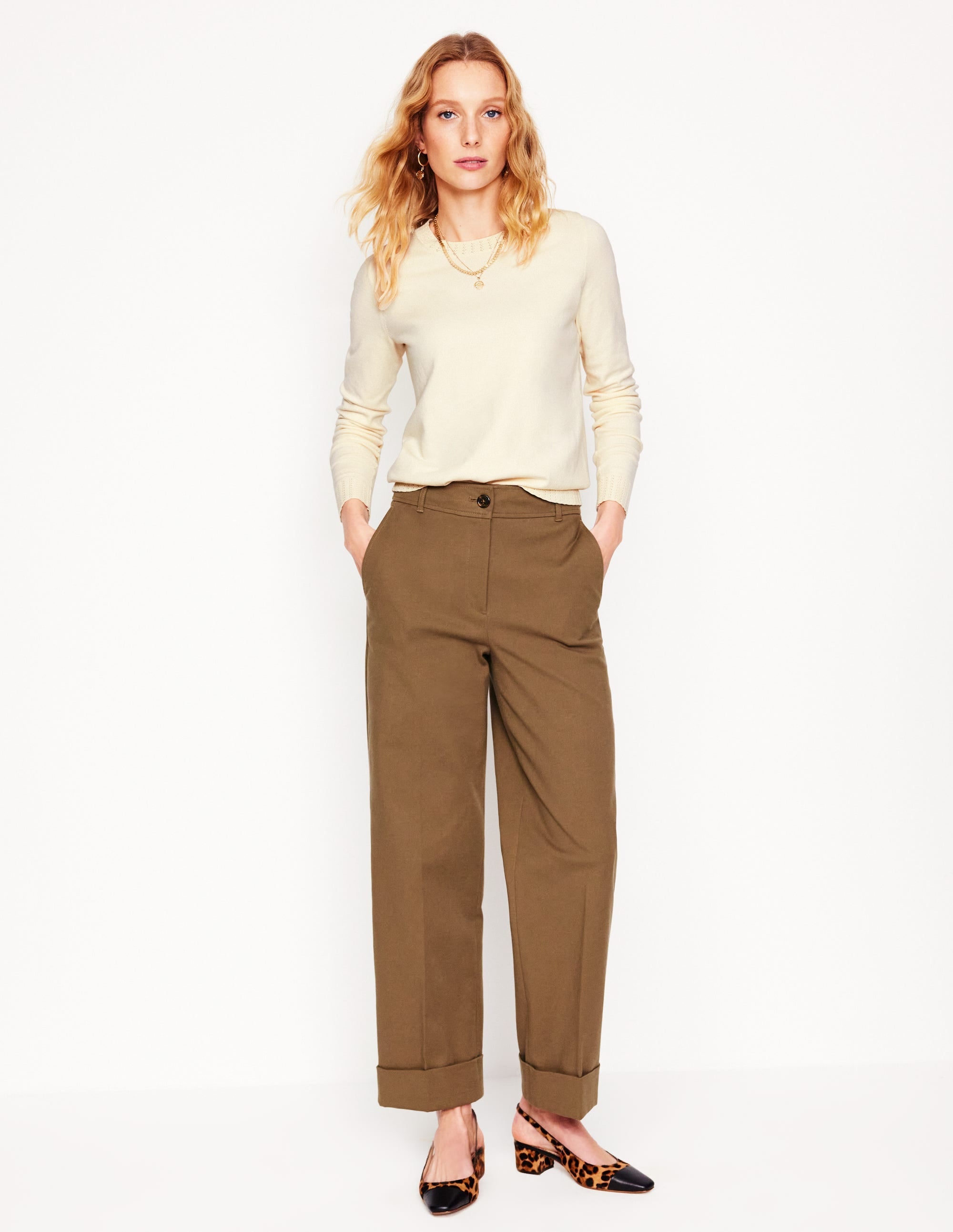 Emilia Cotton Crew Jumper-Warm Ivory - Image 4