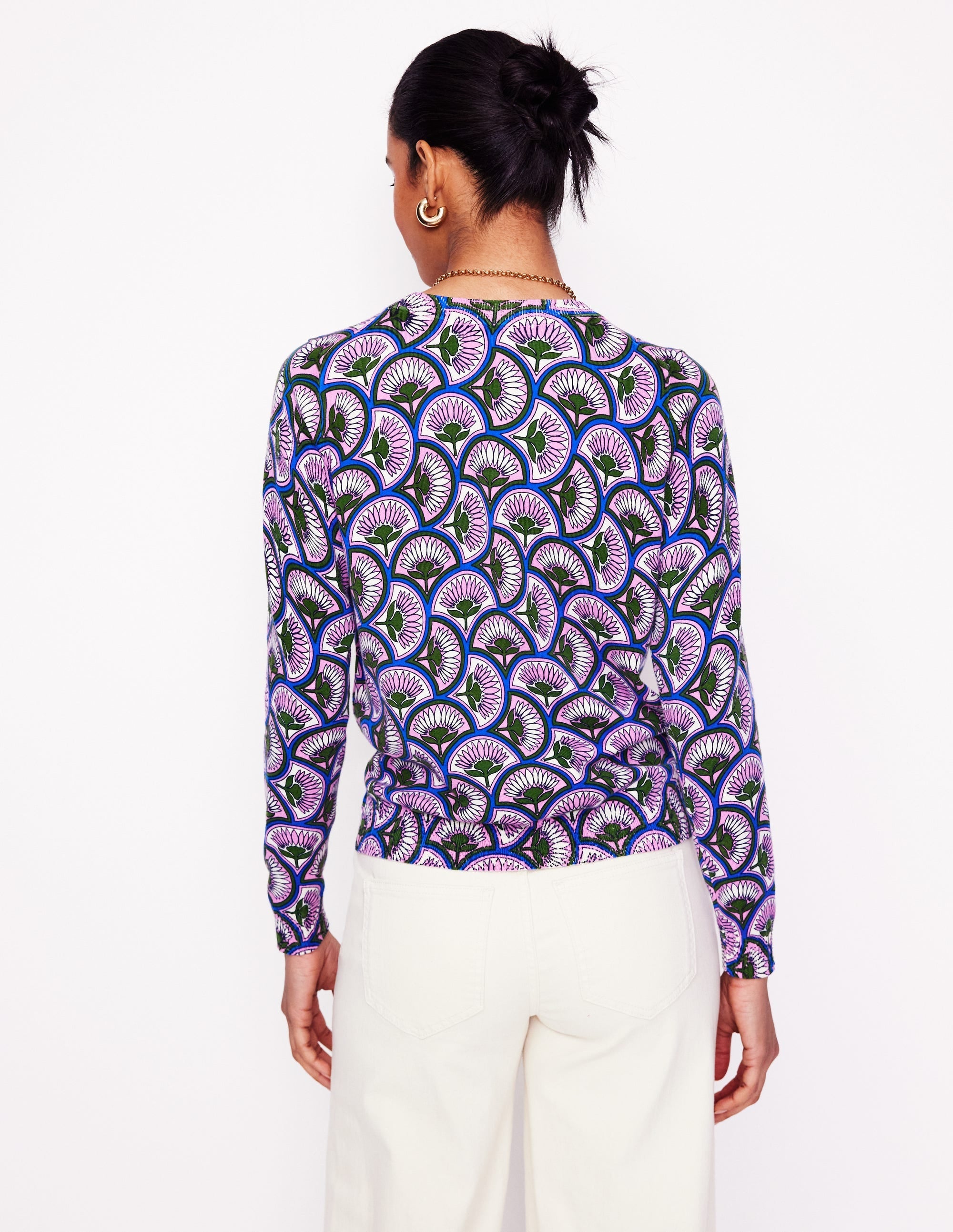 Emilia Cotton Crew Jumper-Soft Lavender Pink, Daisy Arc - Image 3
