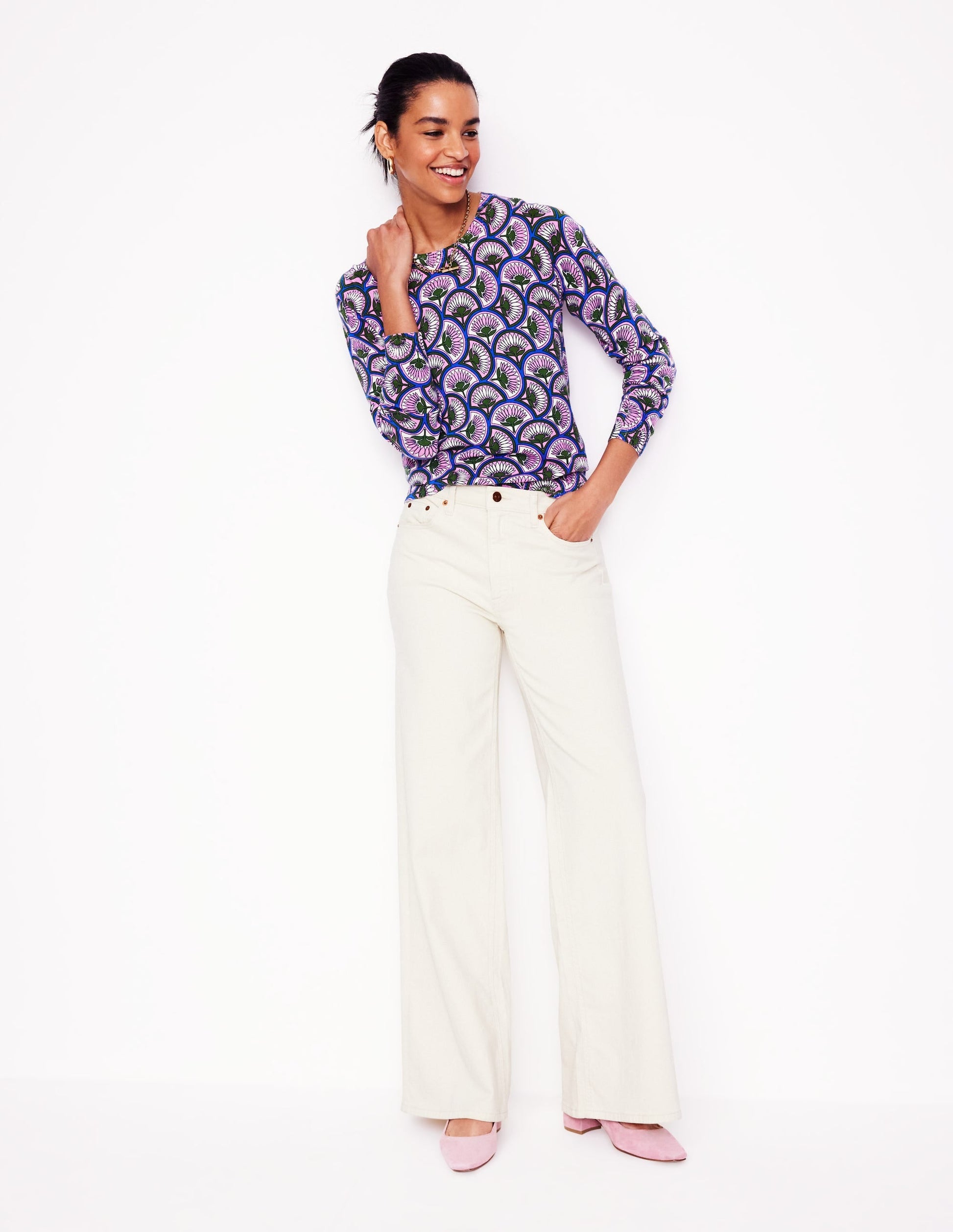 Emilia Cotton Crew Jumper-Soft Lavender Pink, Daisy Arc-4