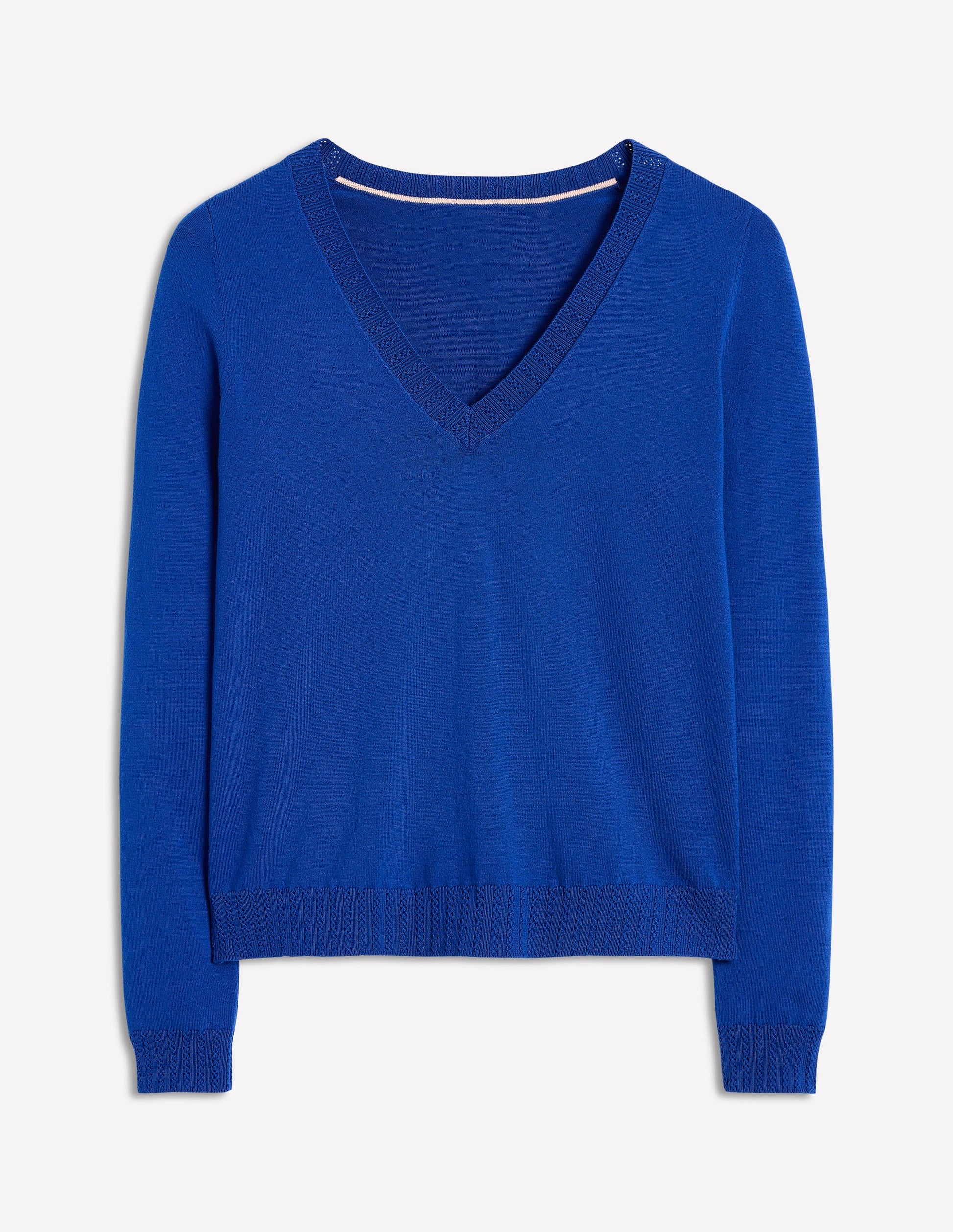 Emilia Cotton V-Neck Jumper-Bright Blue-5