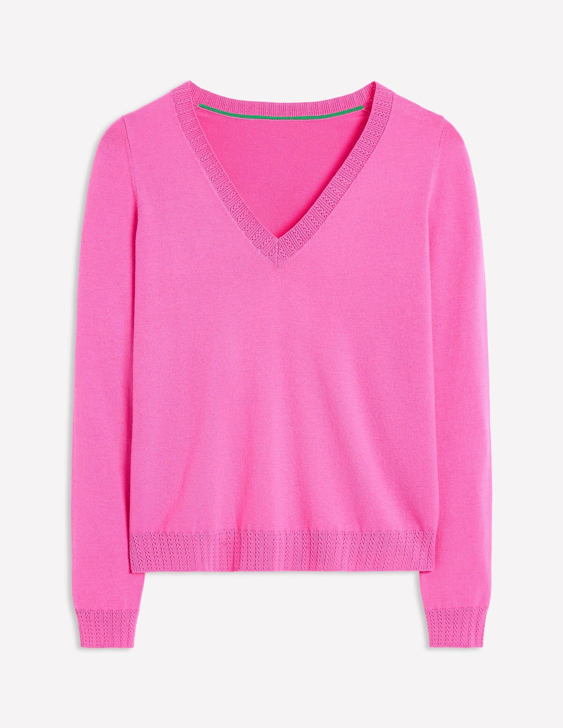 Emilia Cotton V-Neck Jumper-Tickled Pink-5