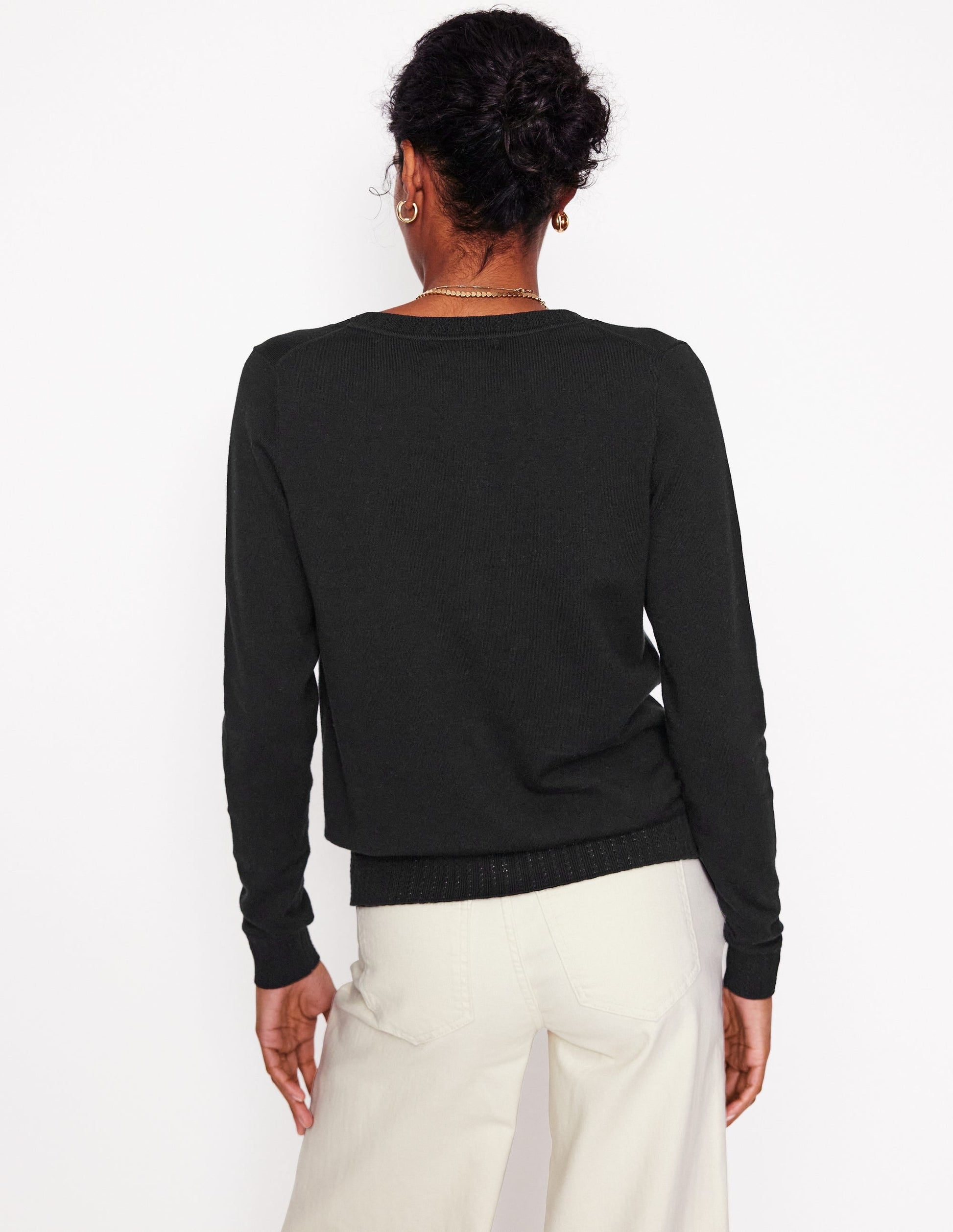 Emilia Cotton Crew Cardigan-Black-3