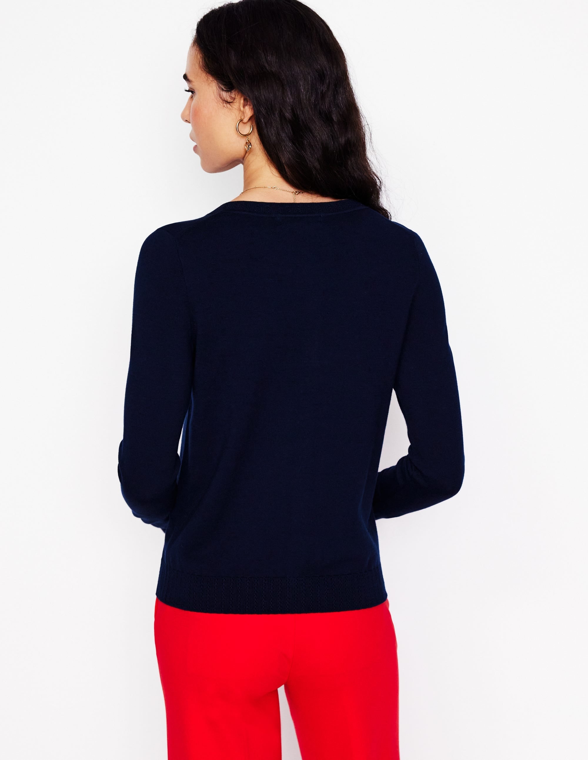 Emilia Cotton Crew Cardigan-Navy - Image 3