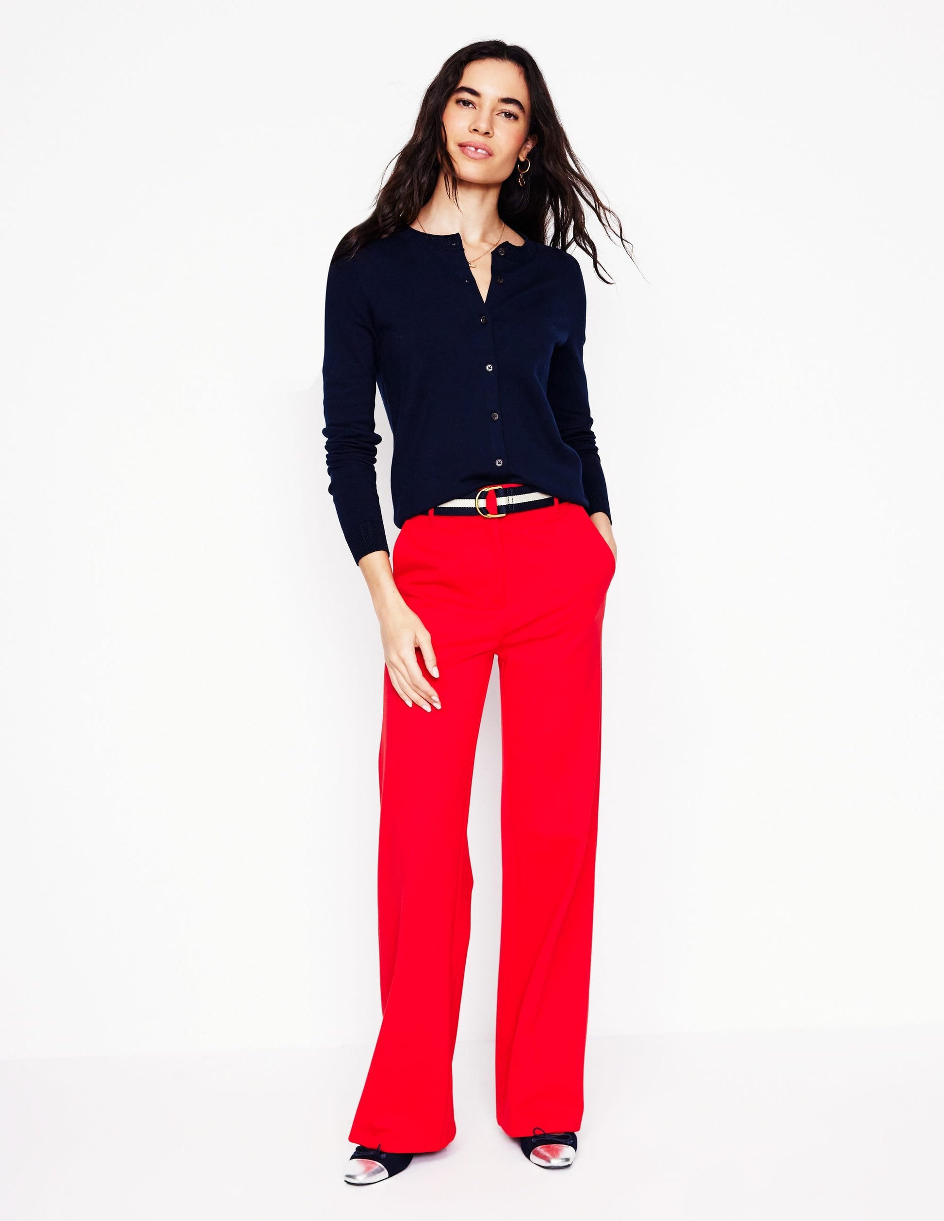 Emilia Cotton Crew Cardigan-Navy-4