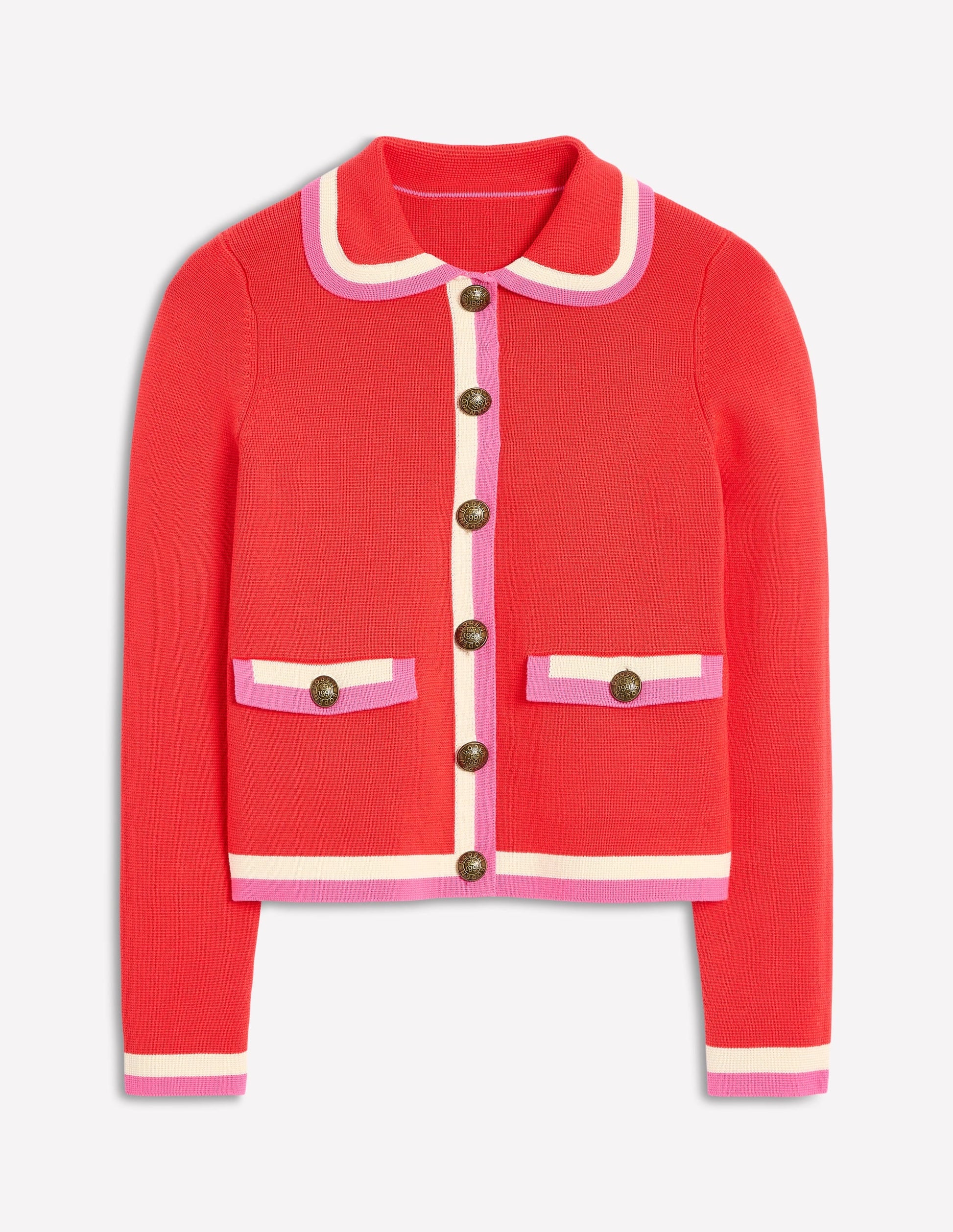 Holly Collared Knitted Jacket-Strawberry Tart Red-7