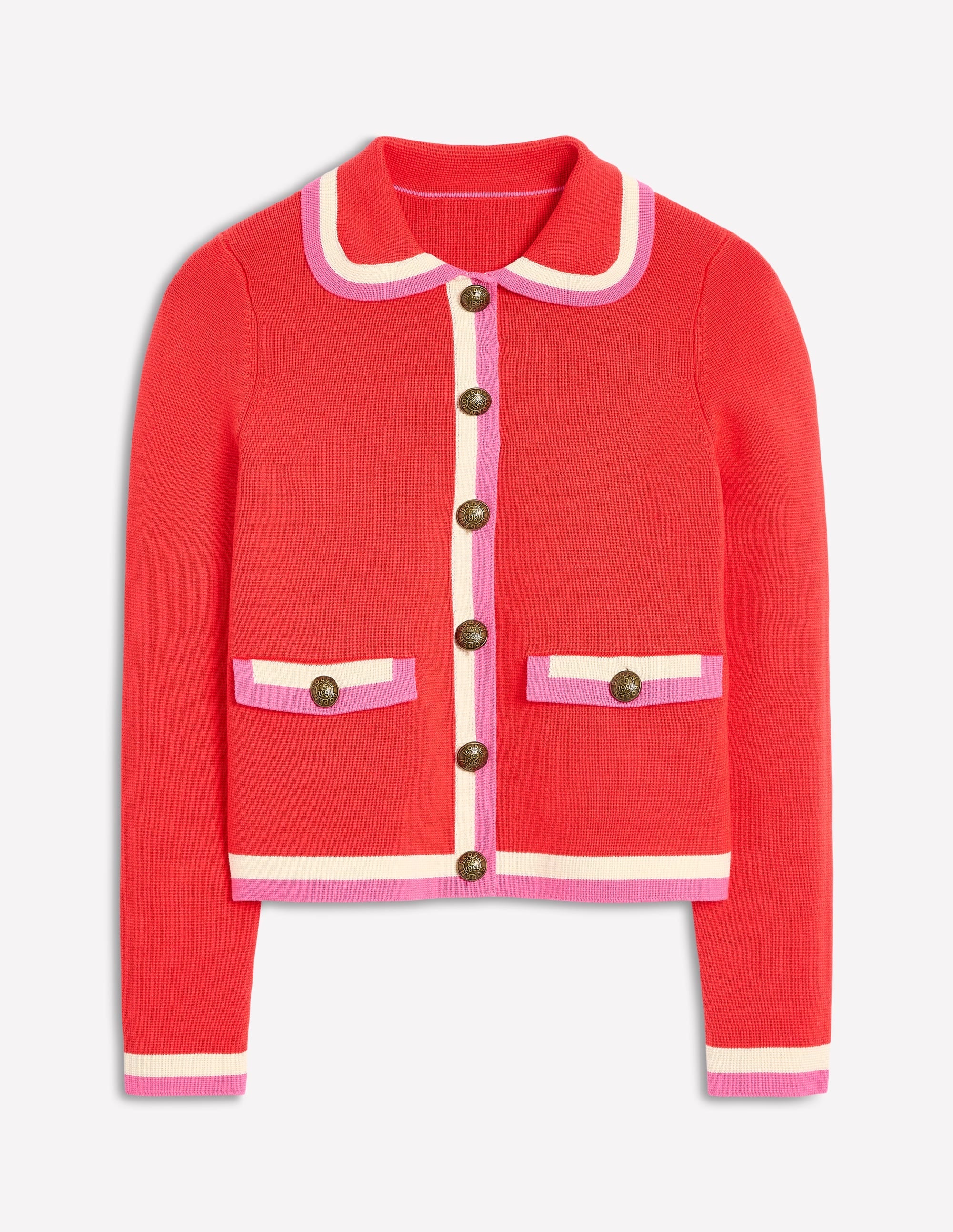 Holly Collared Knitted Jacket-Strawberry Tart Red - Image 7