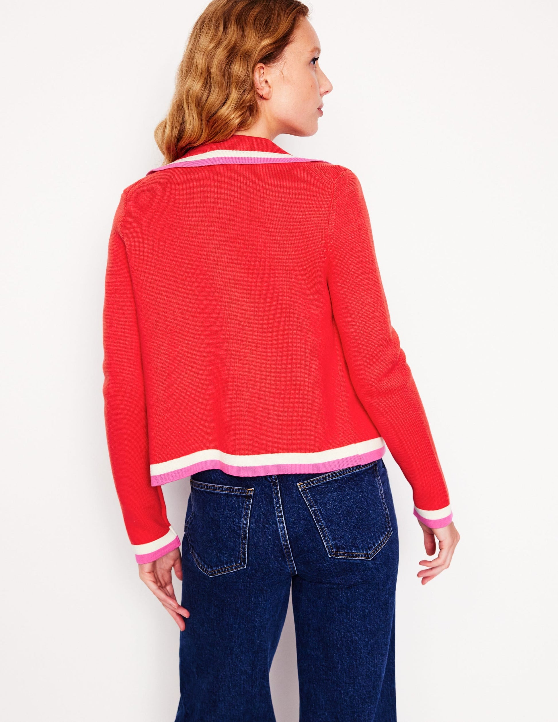 Holly Collared Knitted Jacket-Strawberry Tart Red-3