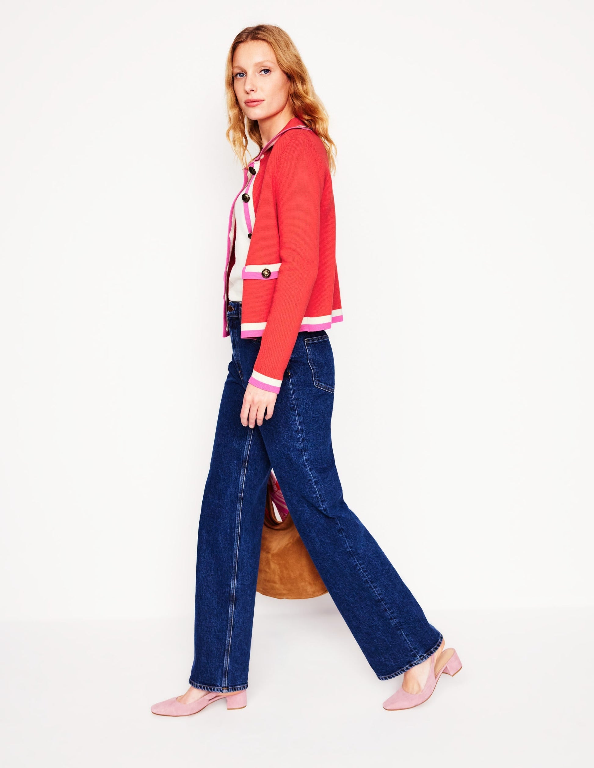 Holly Collared Knitted Jacket-Strawberry Tart Red-4