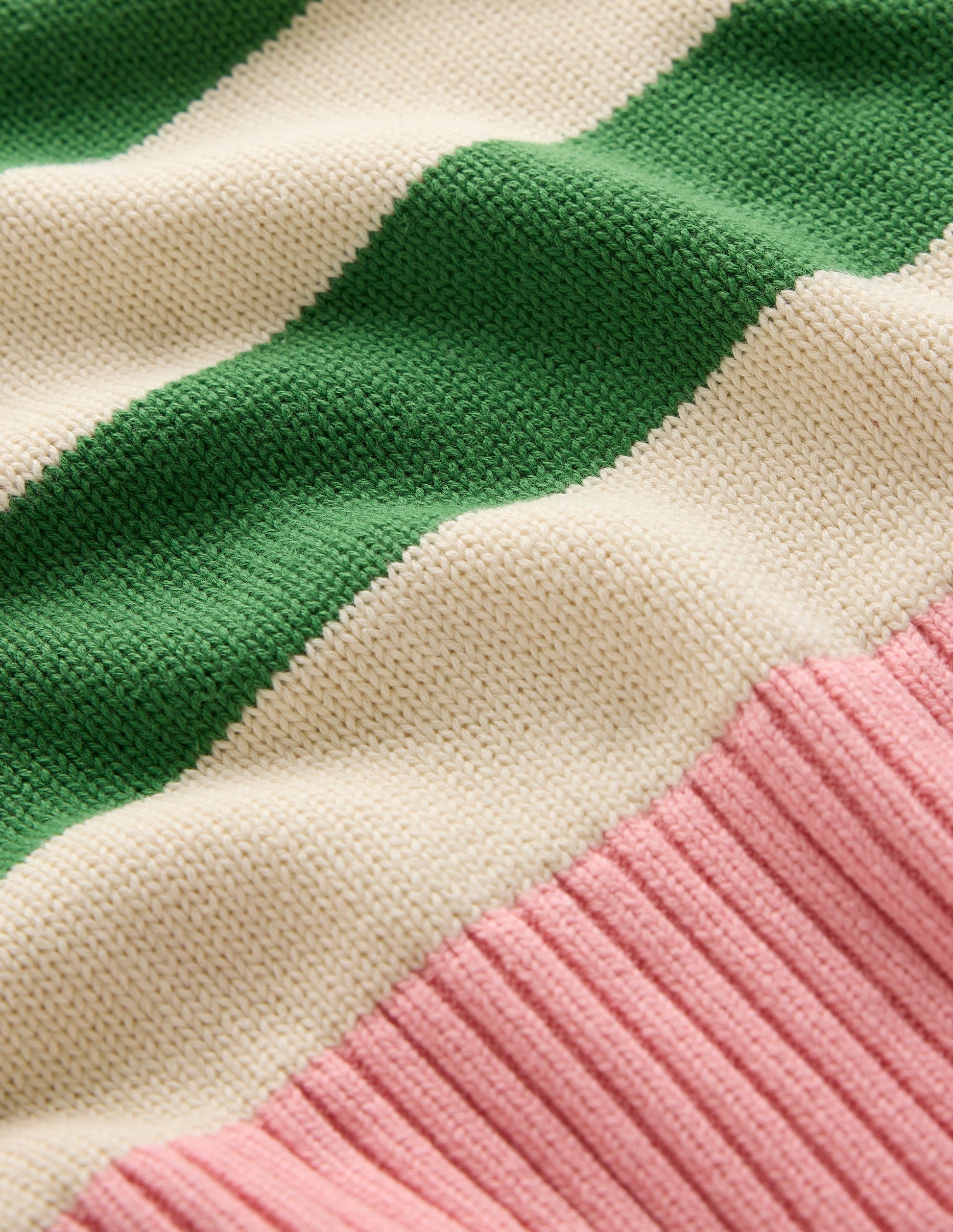 Lucinda Cotton Striped Jumper-Paradise Green, Pink Cuff-6