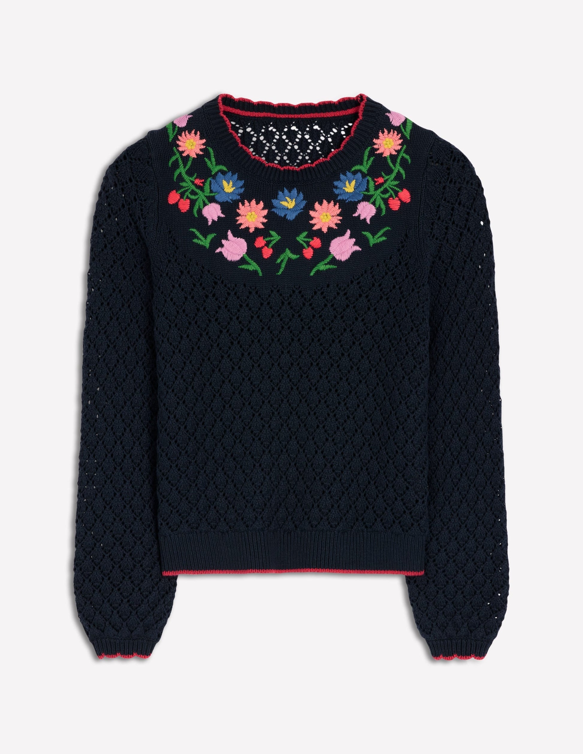 Embroidered Cotton Jumper-Navy-6