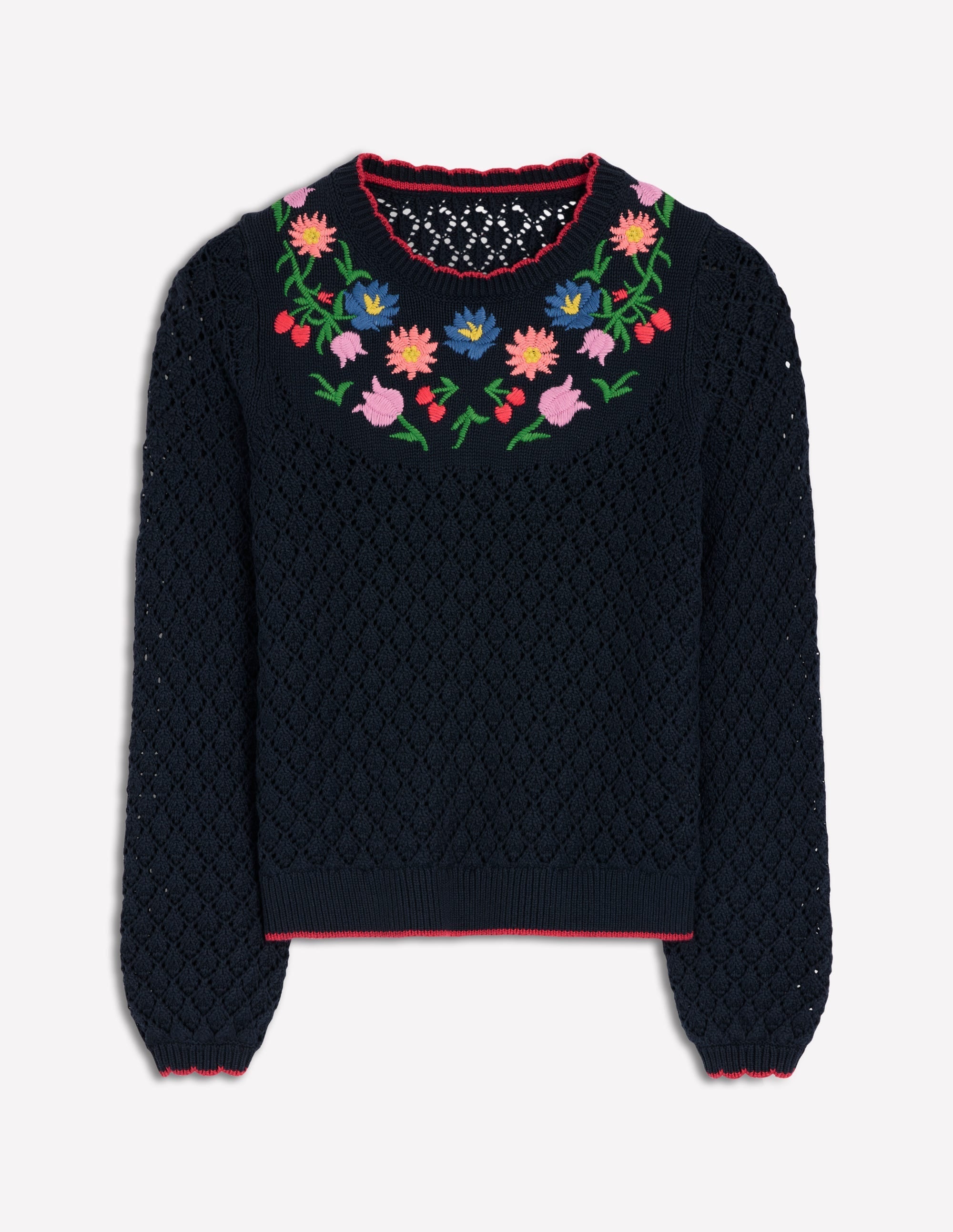 Embroidered Cotton Jumper-Navy - Image 6