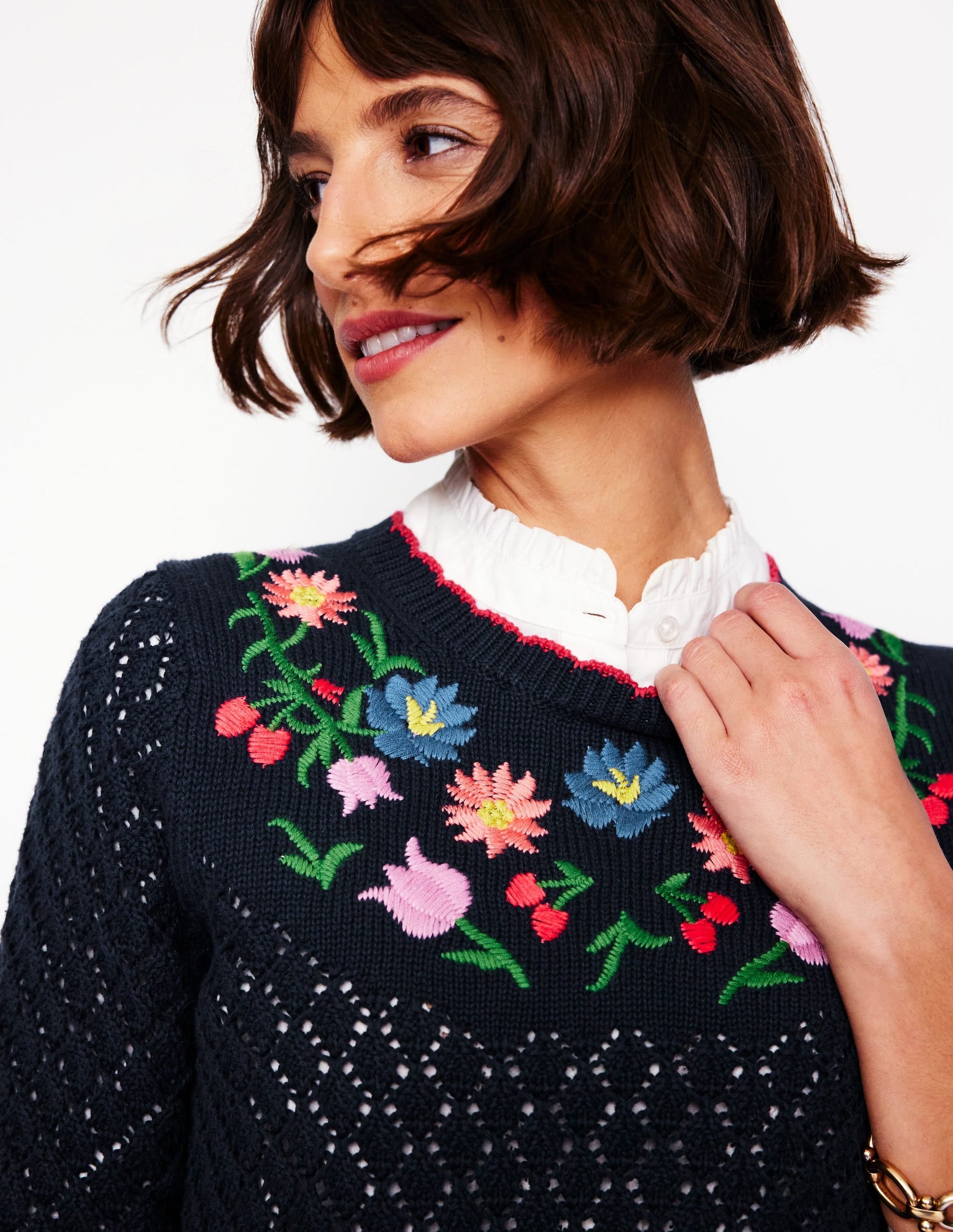 Embroidered Cotton Jumper-Navy-3
