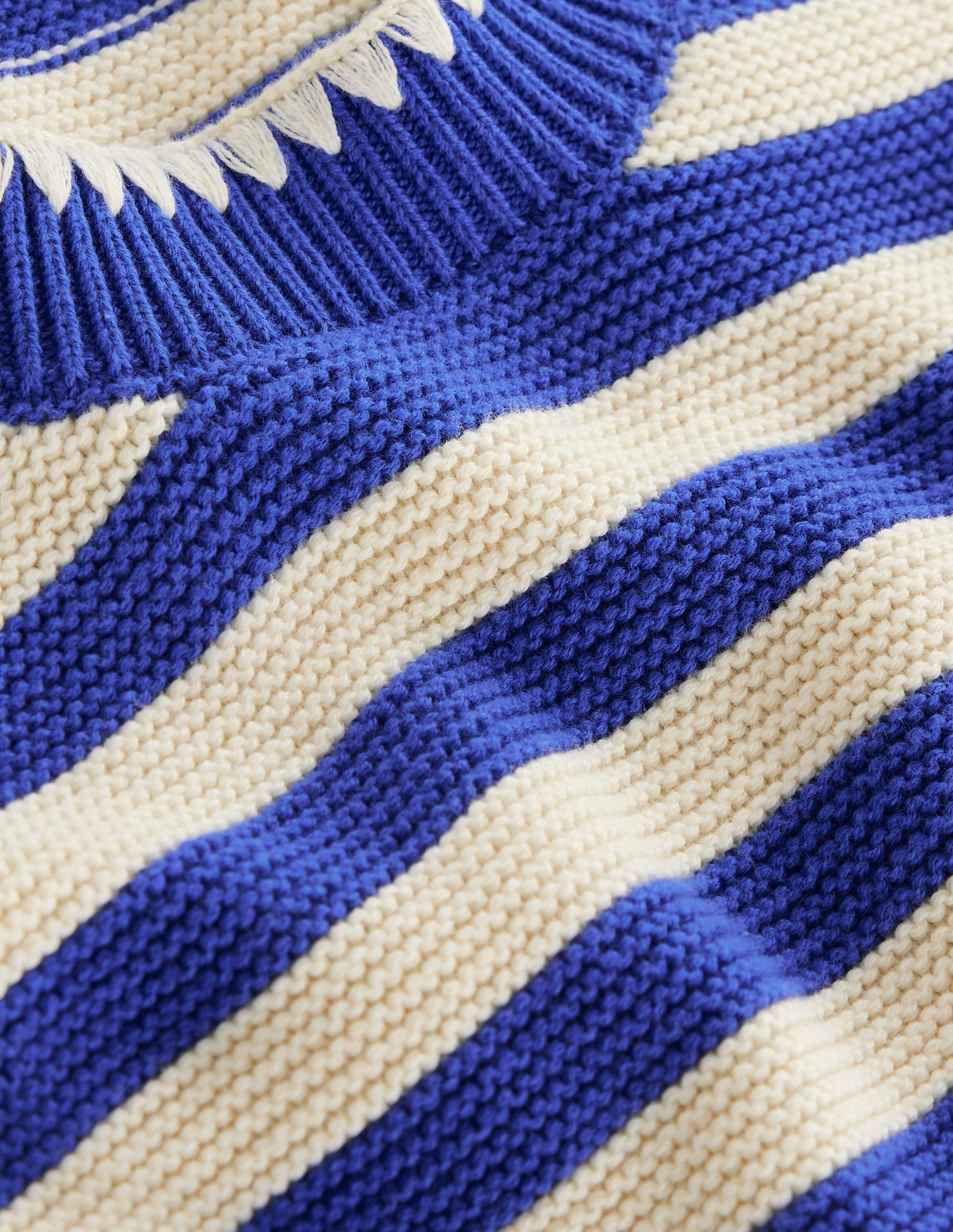Lena Stitch Detail Jumper-Bright Blue and Ivory Stripe-5