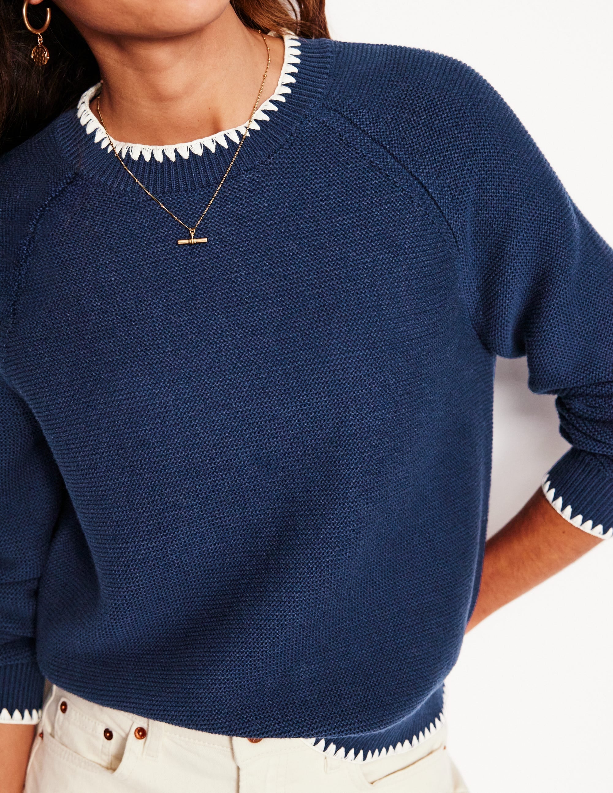 Lena Stitch Detail Jumper-Navy - Image 2