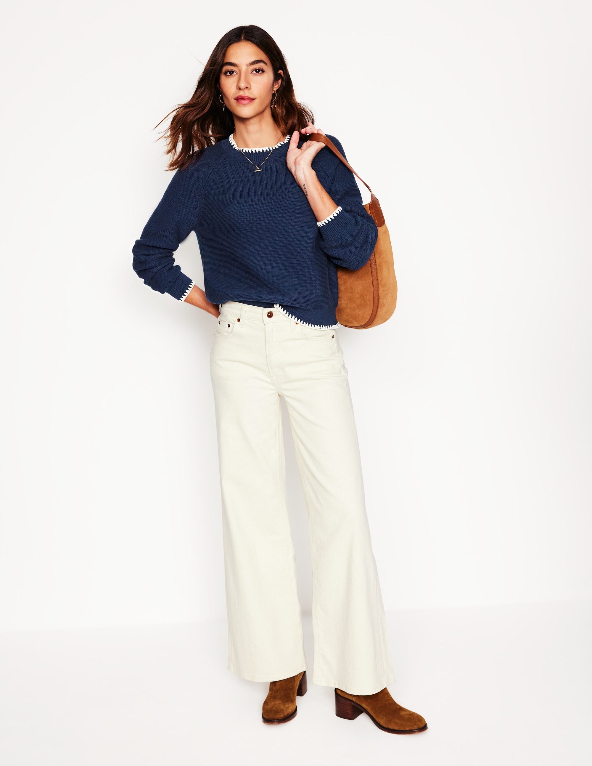 Lena Stitch Detail Jumper-Navy - Image 4