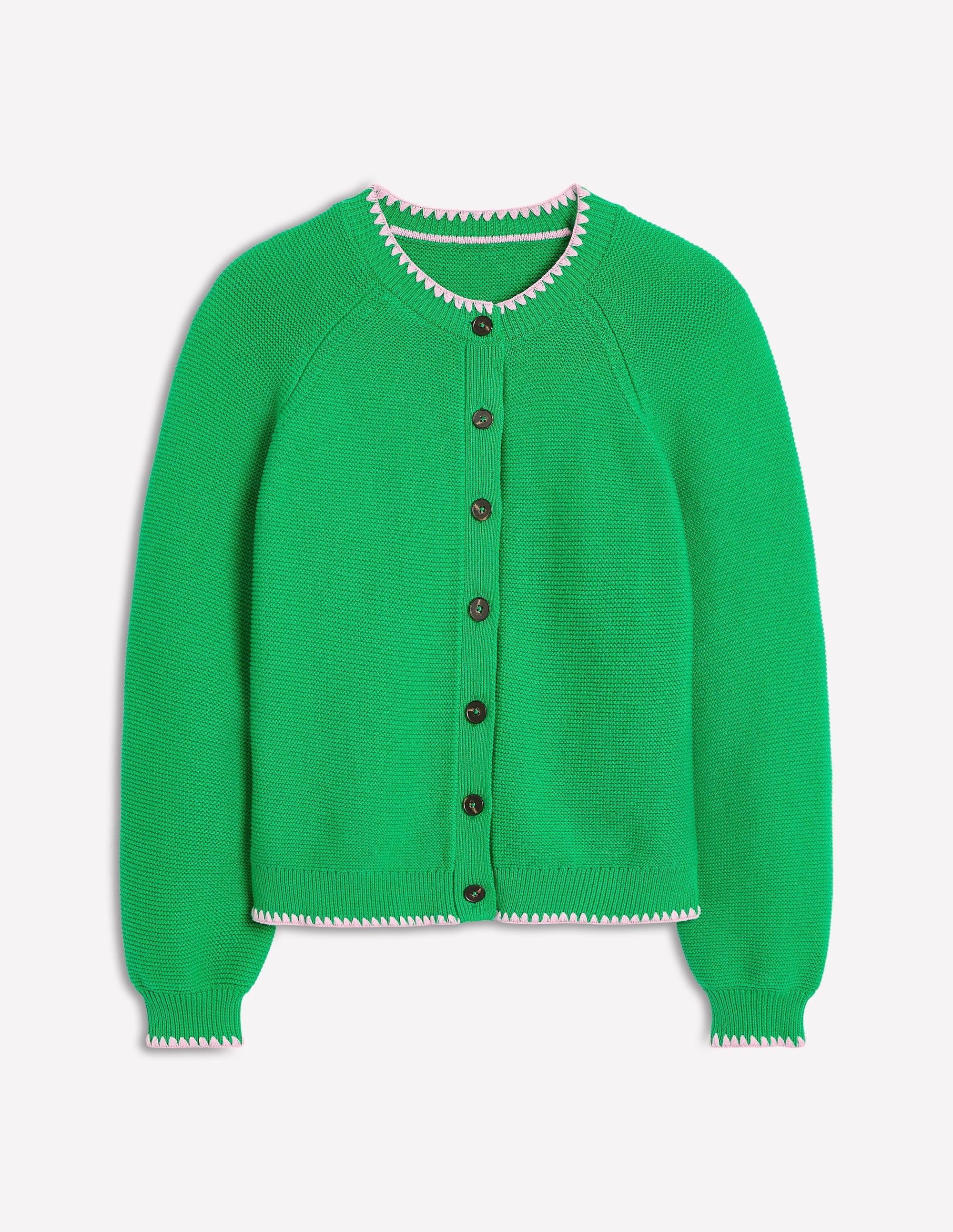 Lena Stitch Detail Cardigan-Rich Emerald - Image 6