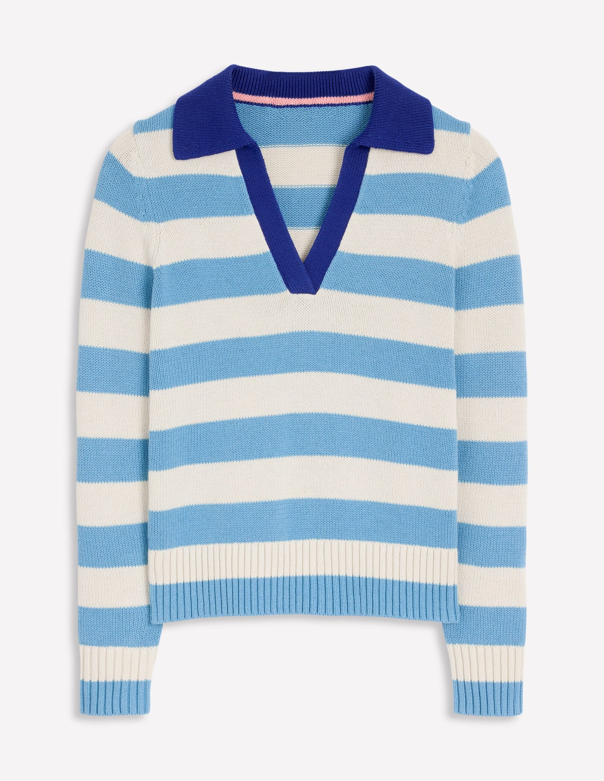 Sasha Cotton Striped Henley-Duck Egg and Ivory Stripe-7