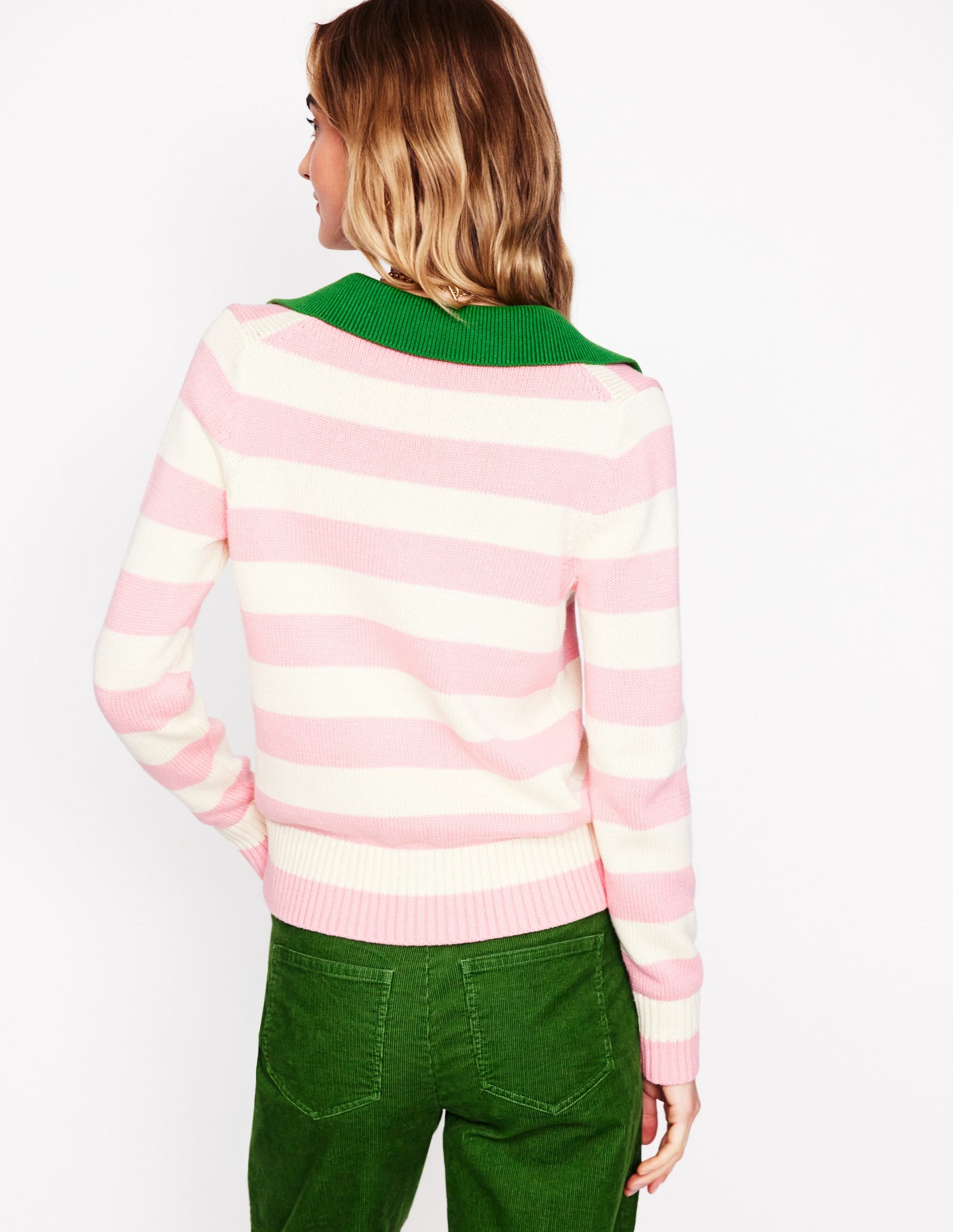 Sasha Cotton Striped Henley-Quartz Pink and Ivory Stripe-3