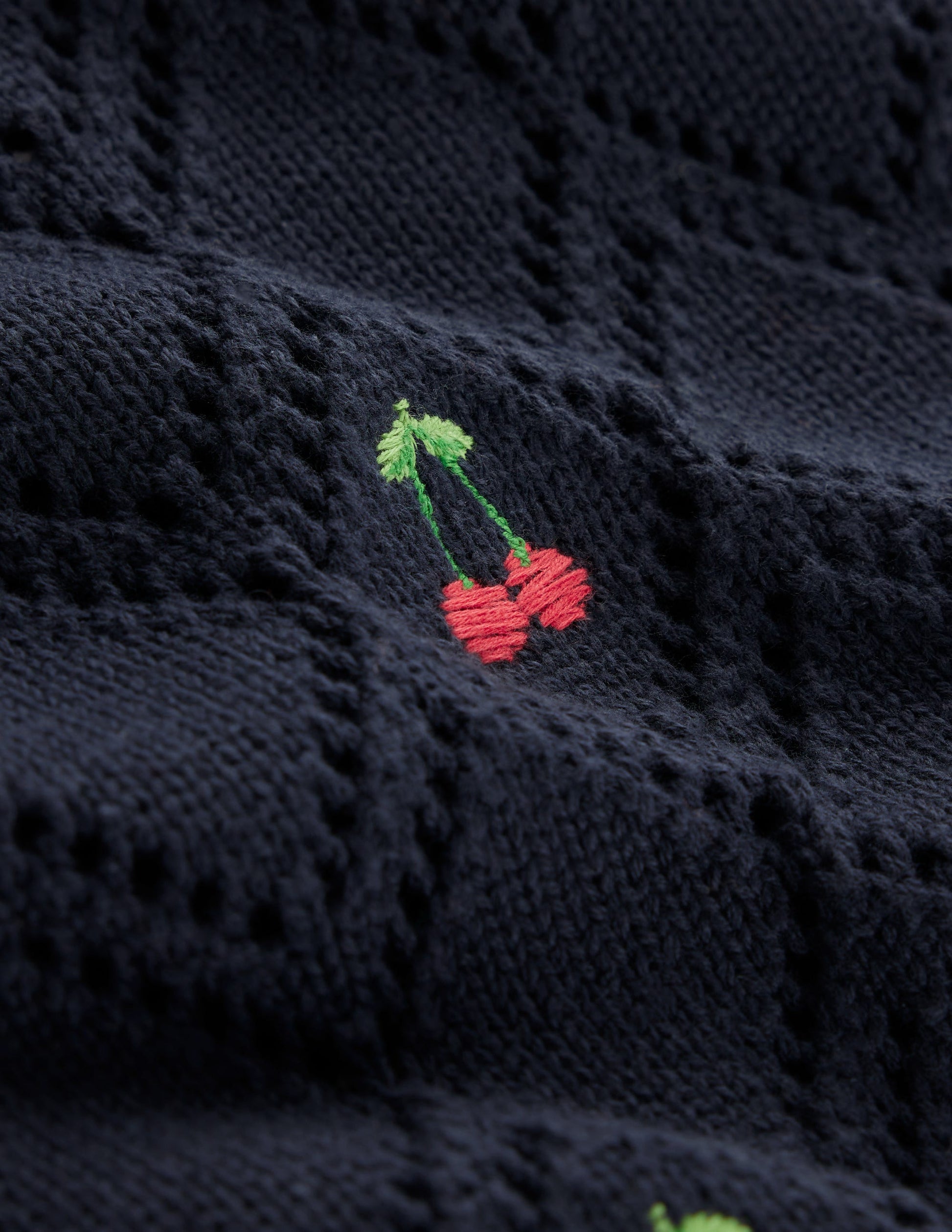 Enid Embroidered Jumper-Navy, Cherries-7