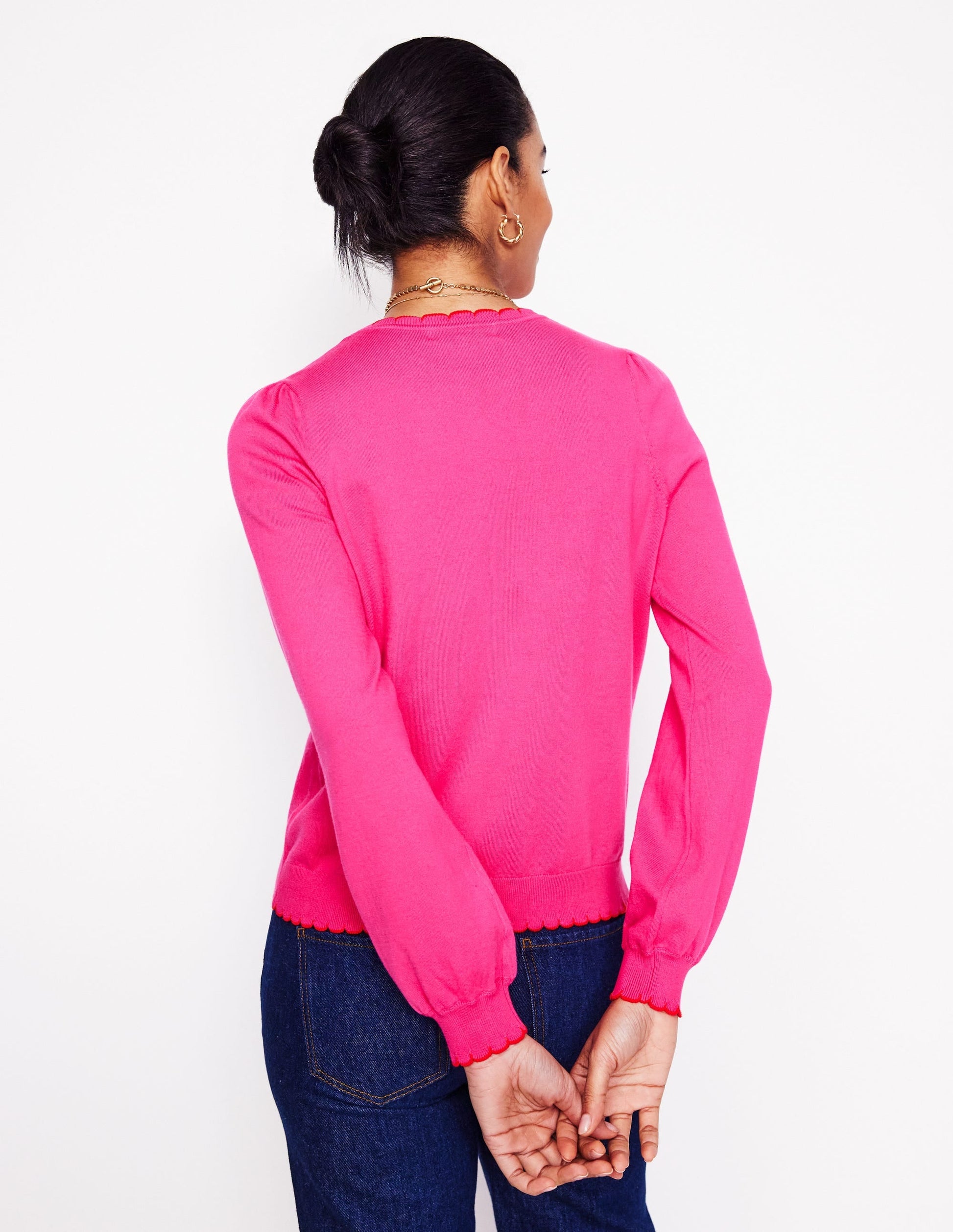 Pru Scallop Trim Jumper-Pink Peony-3