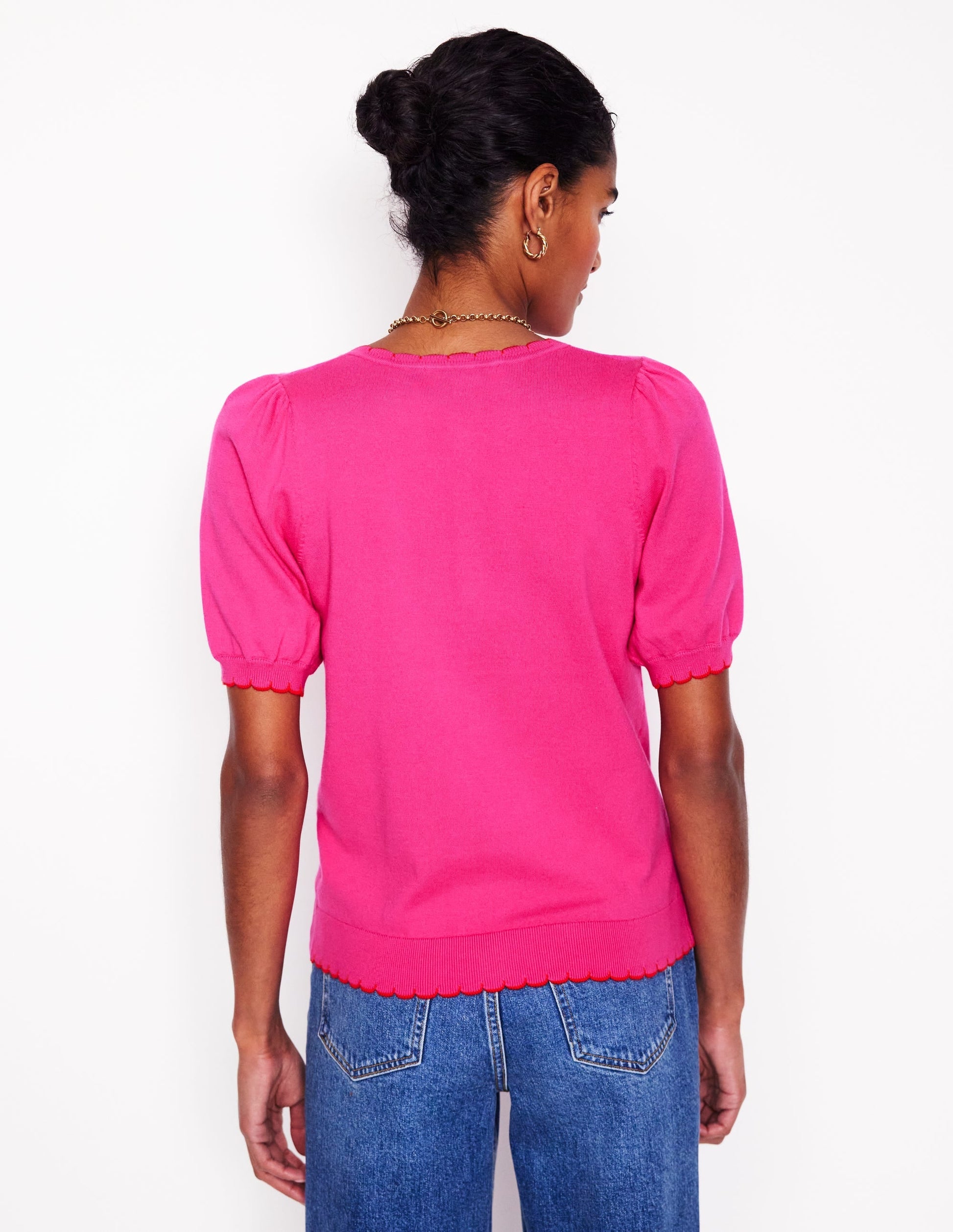 Pru Scallop Trim T-shirt-Pink Peony-3