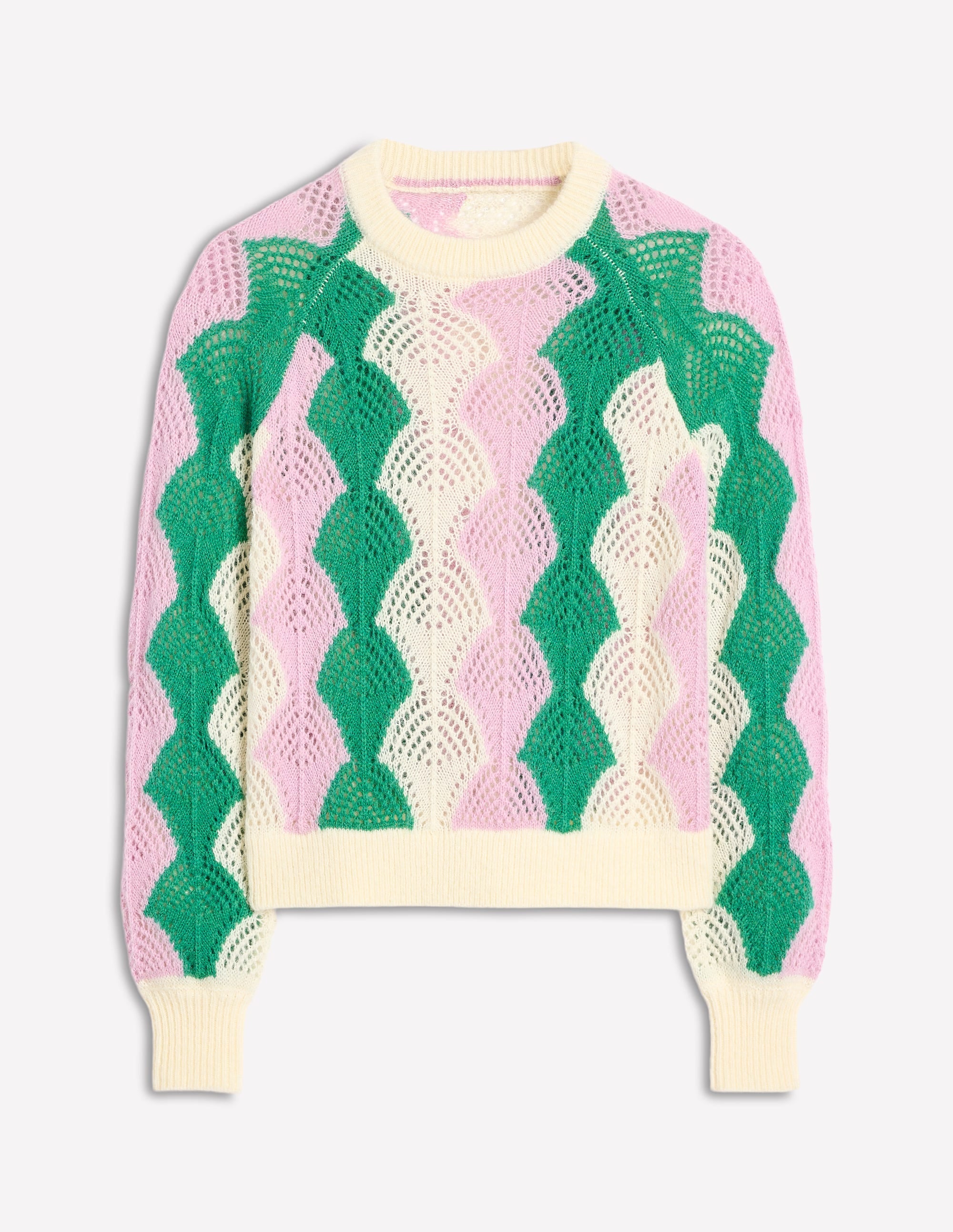 Alice Fluffy Raglan Jumper-Warm Ivory/ Soft Lavender Pink - Image 6