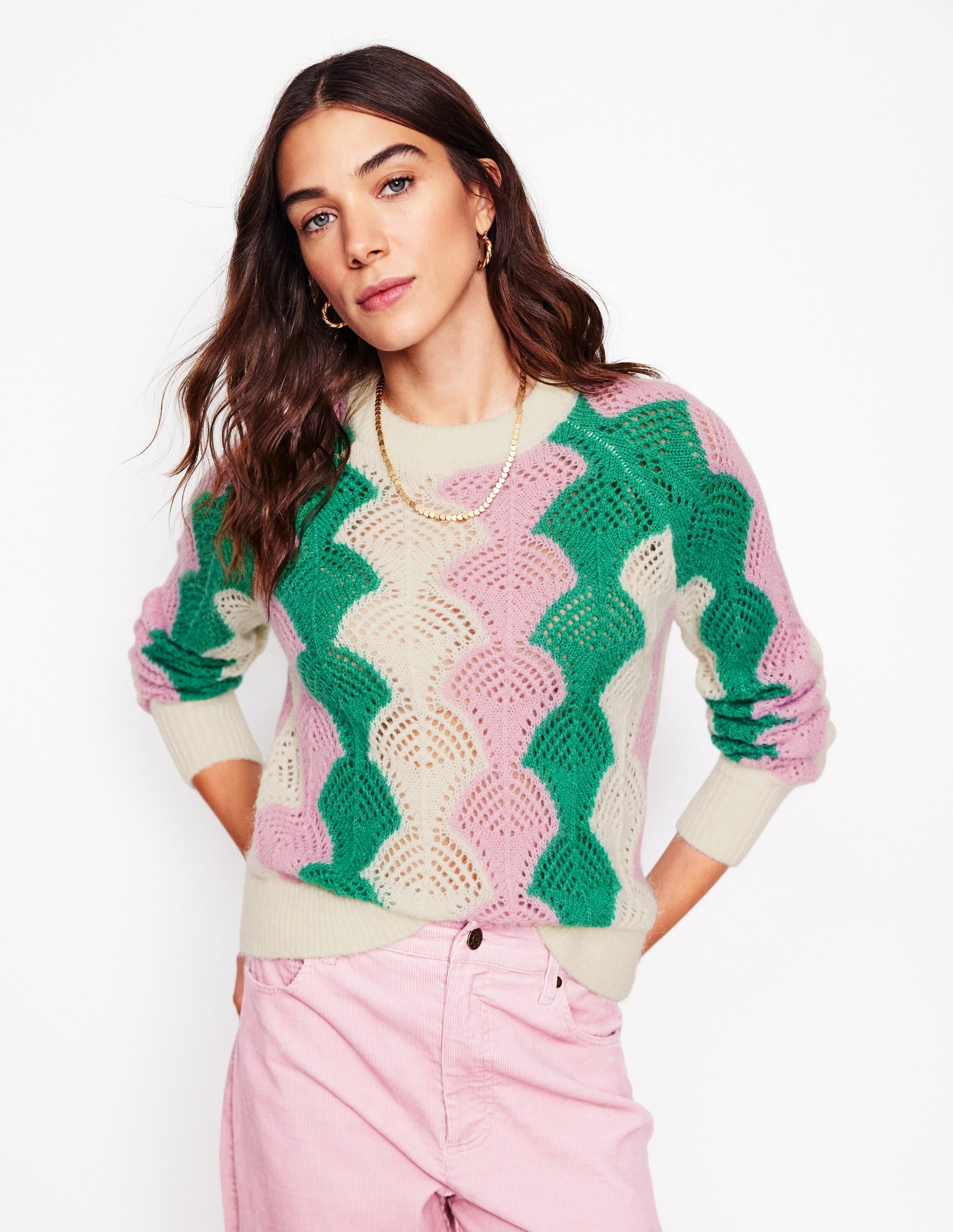 Alice Fluffy Raglan Jumper-Warm Ivory/ Soft Lavender Pink - Image 2