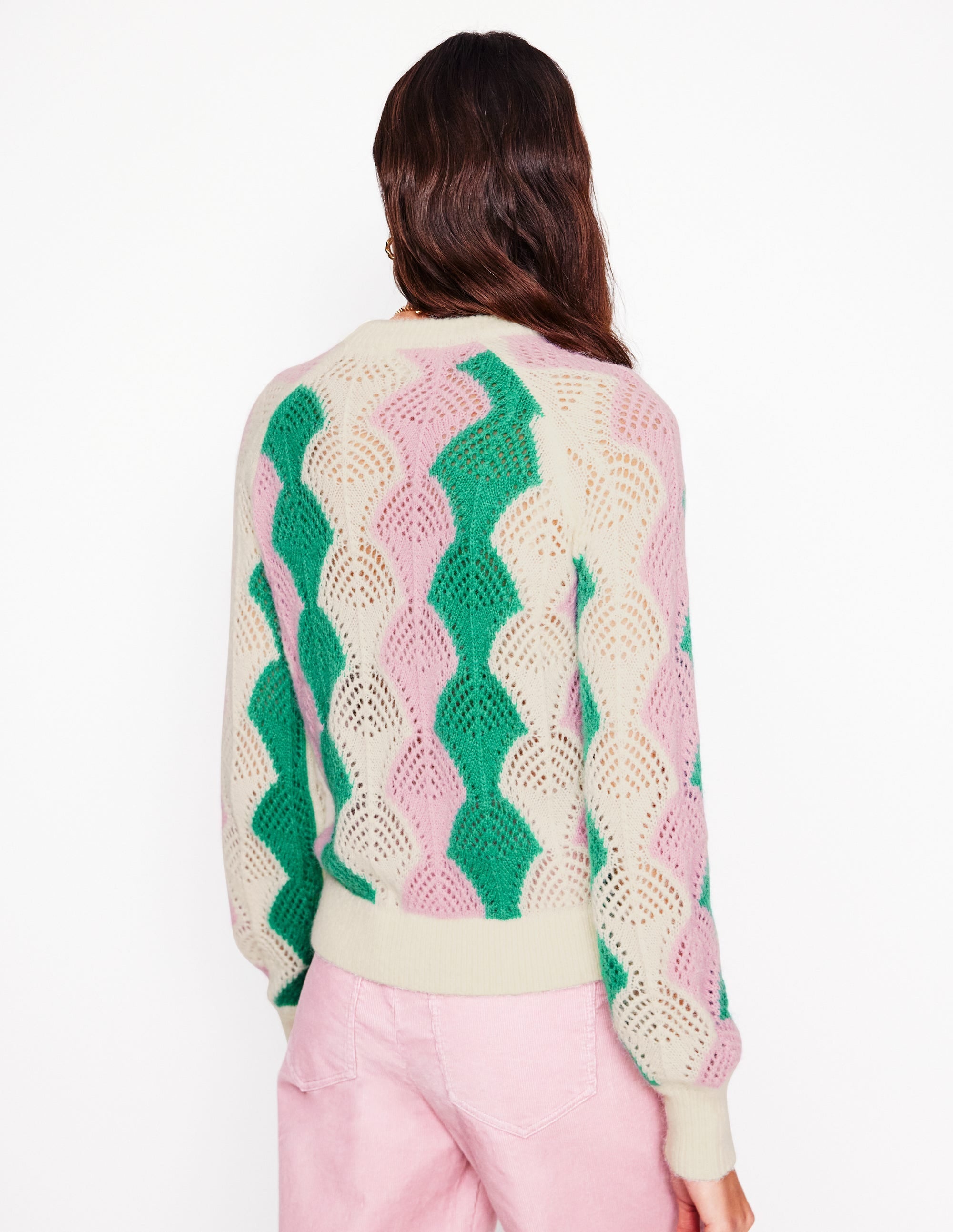 Alice Fluffy Raglan Jumper-Warm Ivory/ Soft Lavender Pink - Image 3