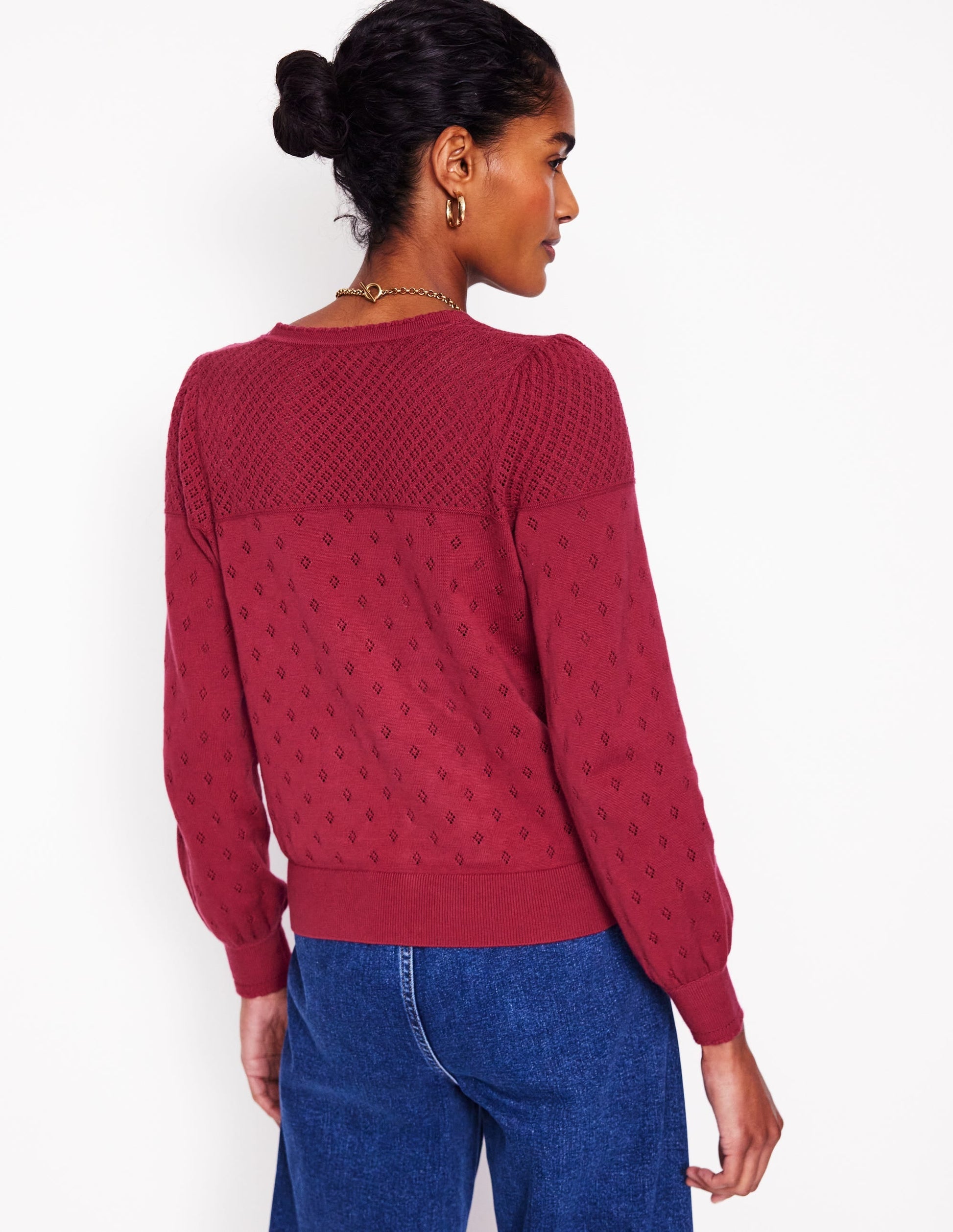 Rosalie Pointelle Cardigan-Terracotta-3