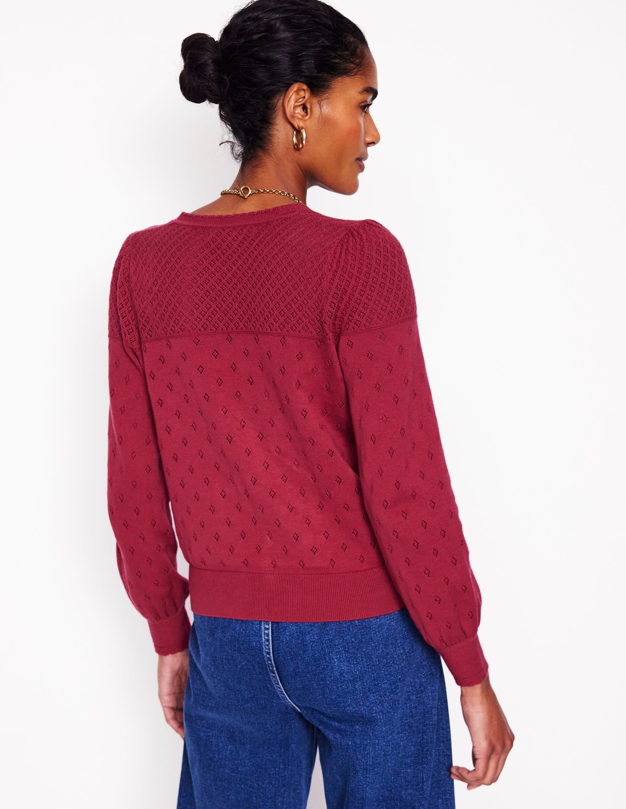 Rosalie Pointelle Cardigan-Terracotta - Image 3