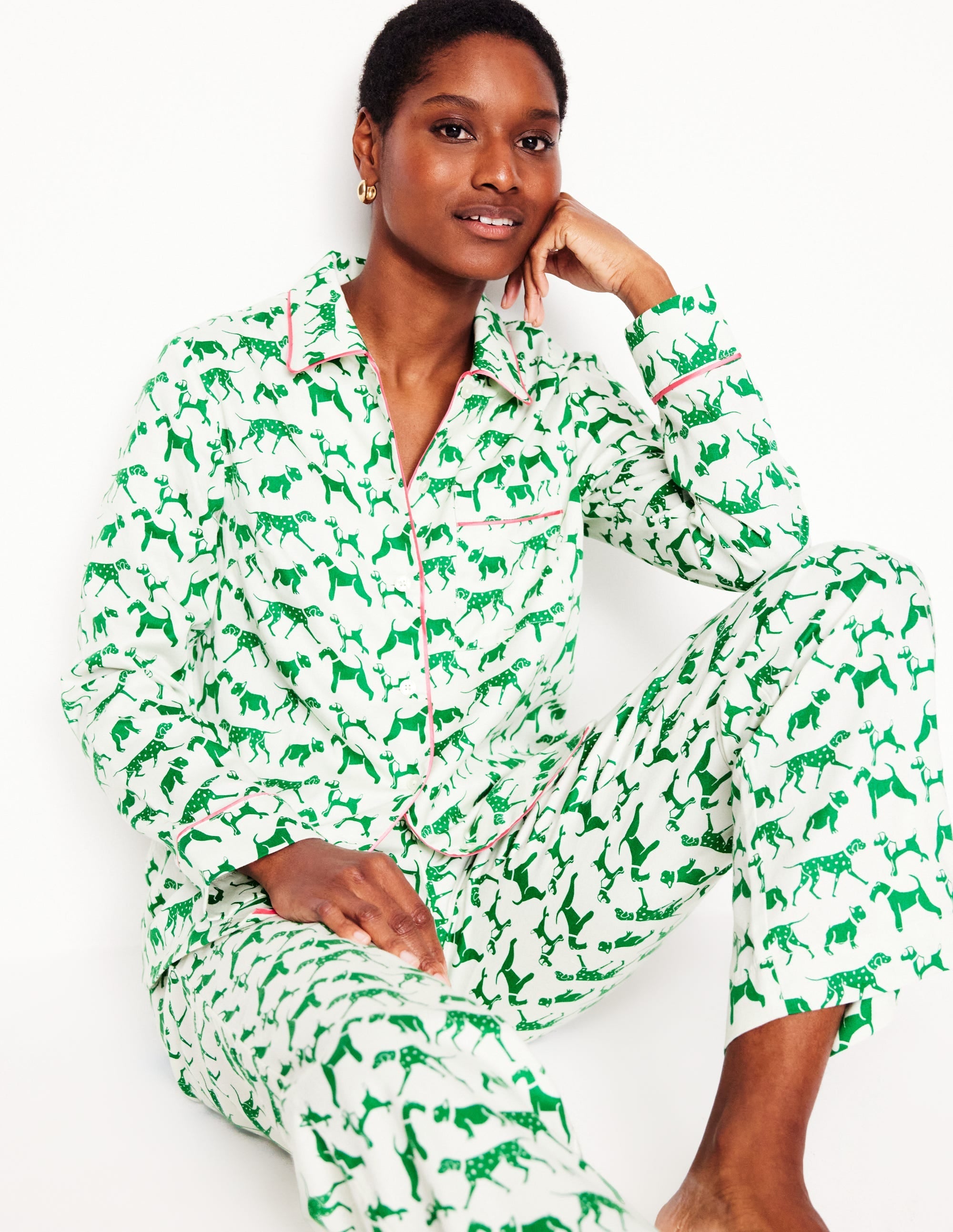 Cotton Sateen Pyjama Shirt-Ivory, Janet and Friends - Image 1