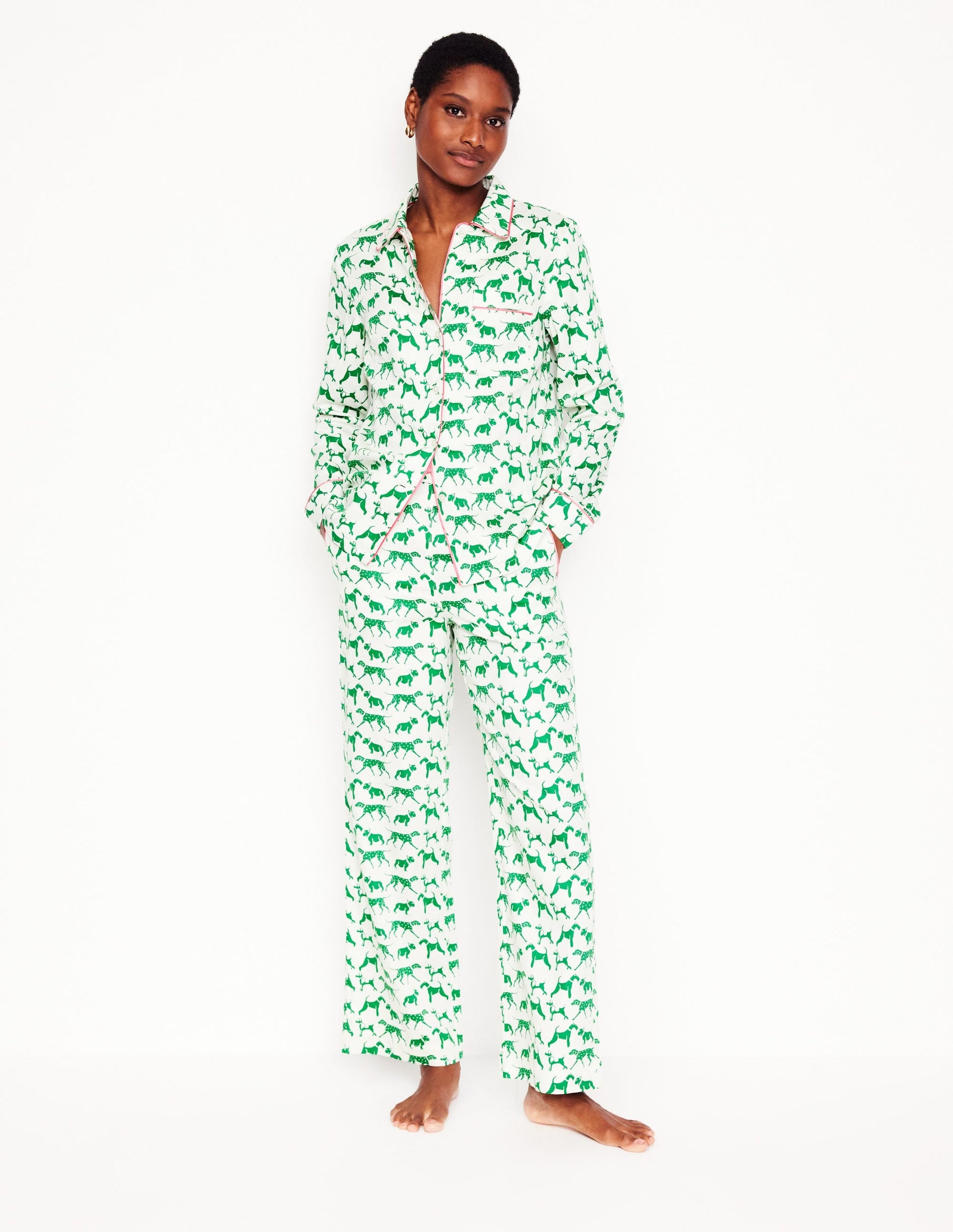 Cotton Sateen Pyjama Shirt-Ivory, Janet and Friends-4