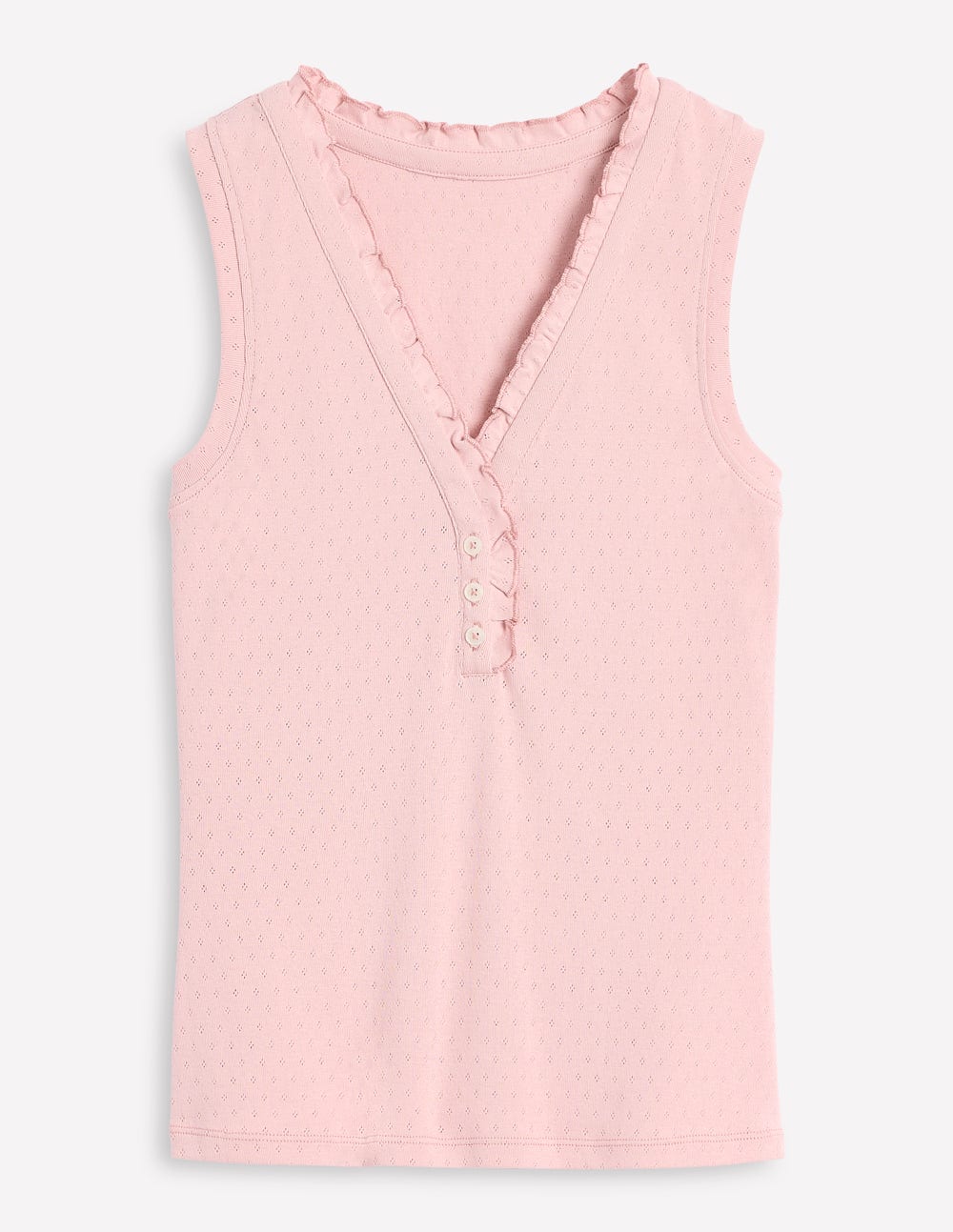 Jersey Henley Pyjama Vest-Light Pink Marl-5