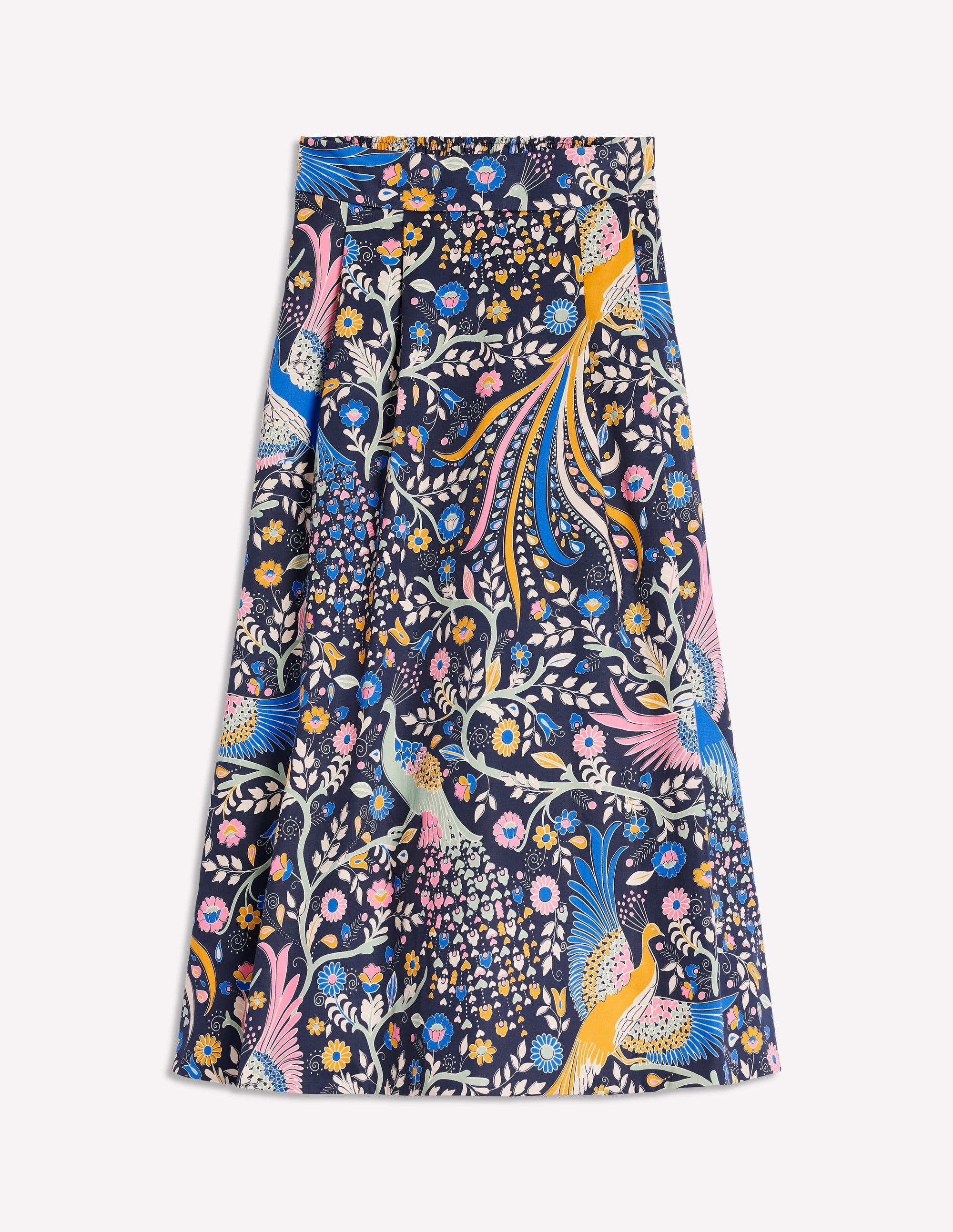 Isabella Cotton Sateen Skirt-French Navy,Enchanting Peacock - Image 6