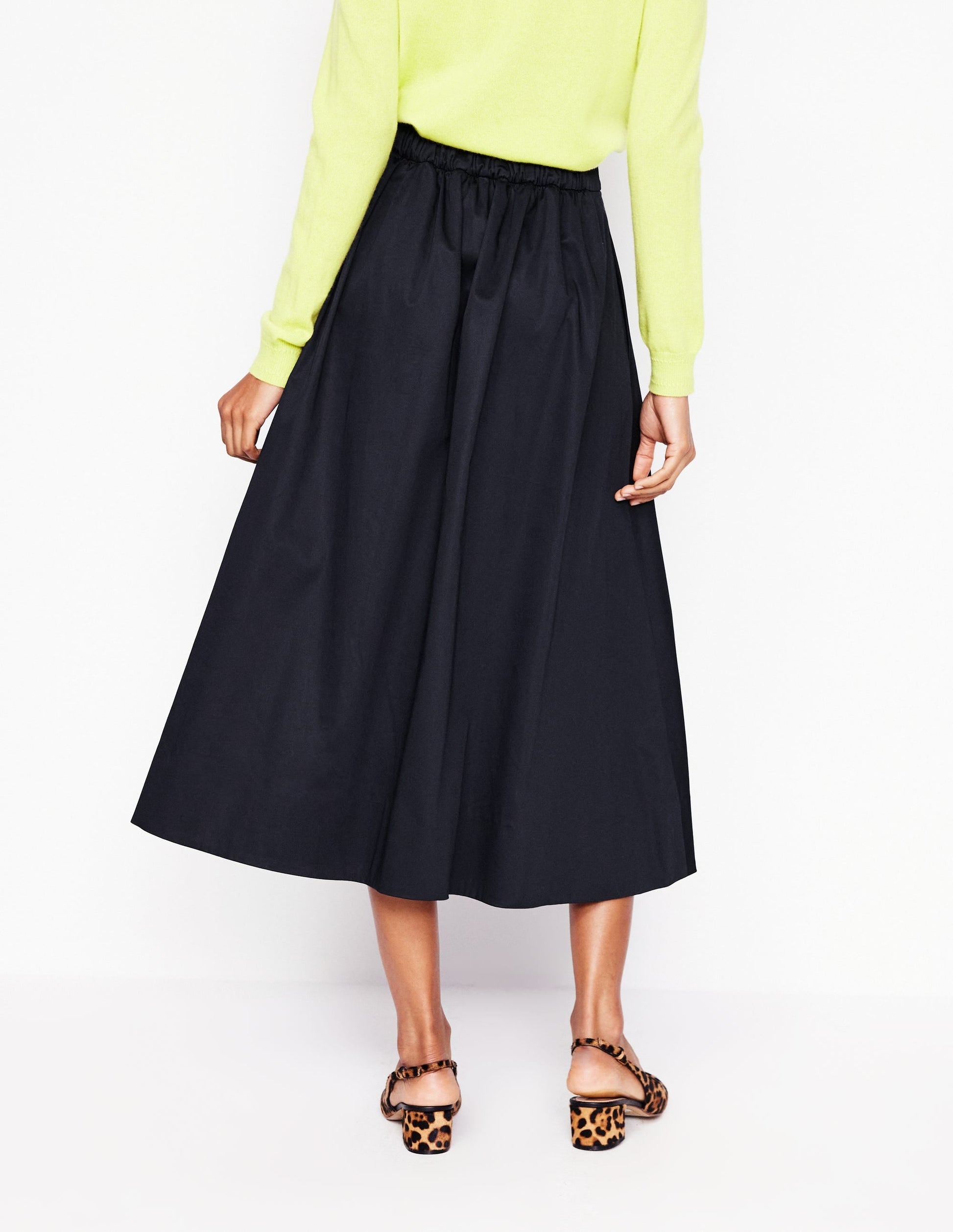 Isabella Cotton Sateen Skirt-Black-2