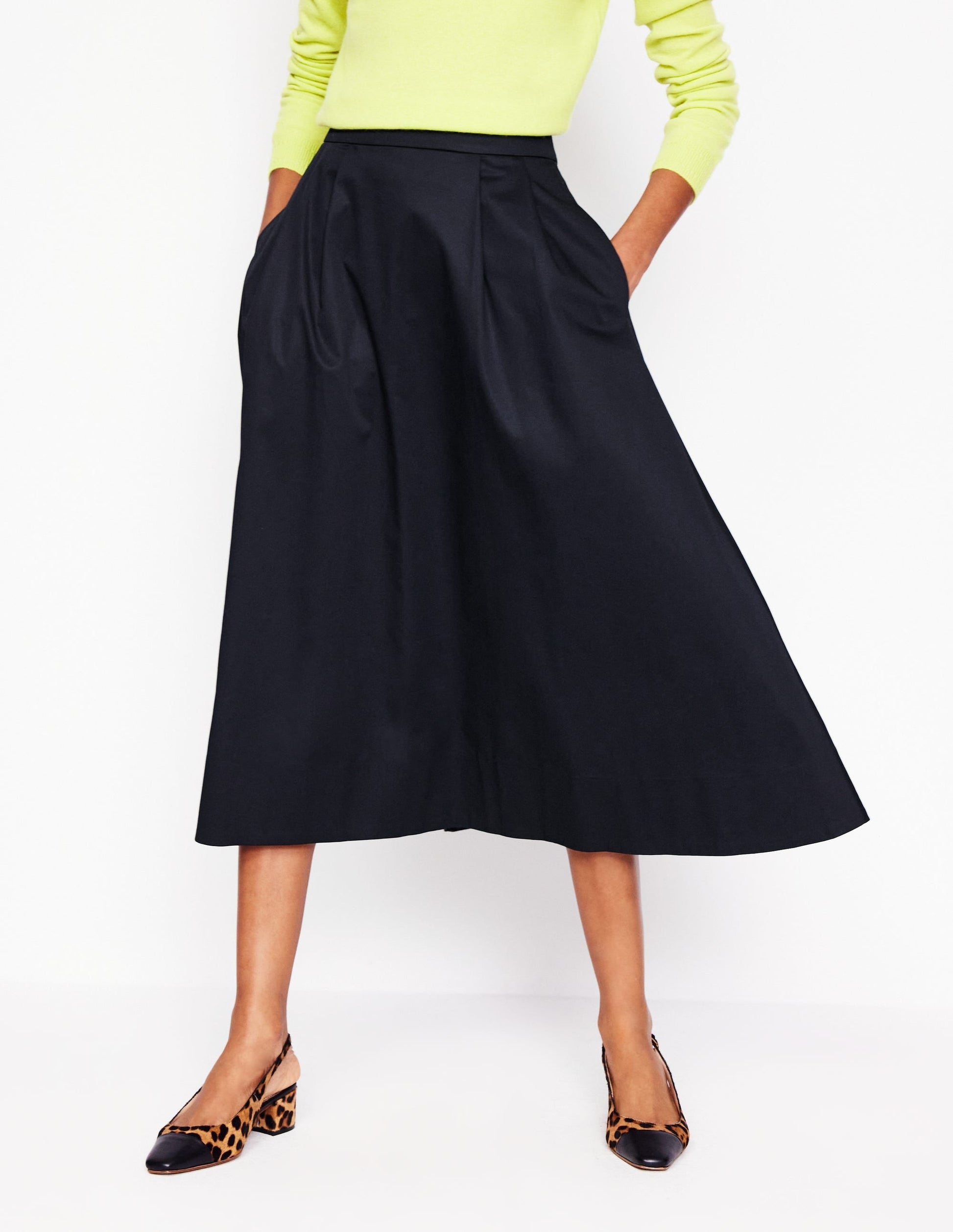 Isabella Cotton Sateen Skirt-Black-4