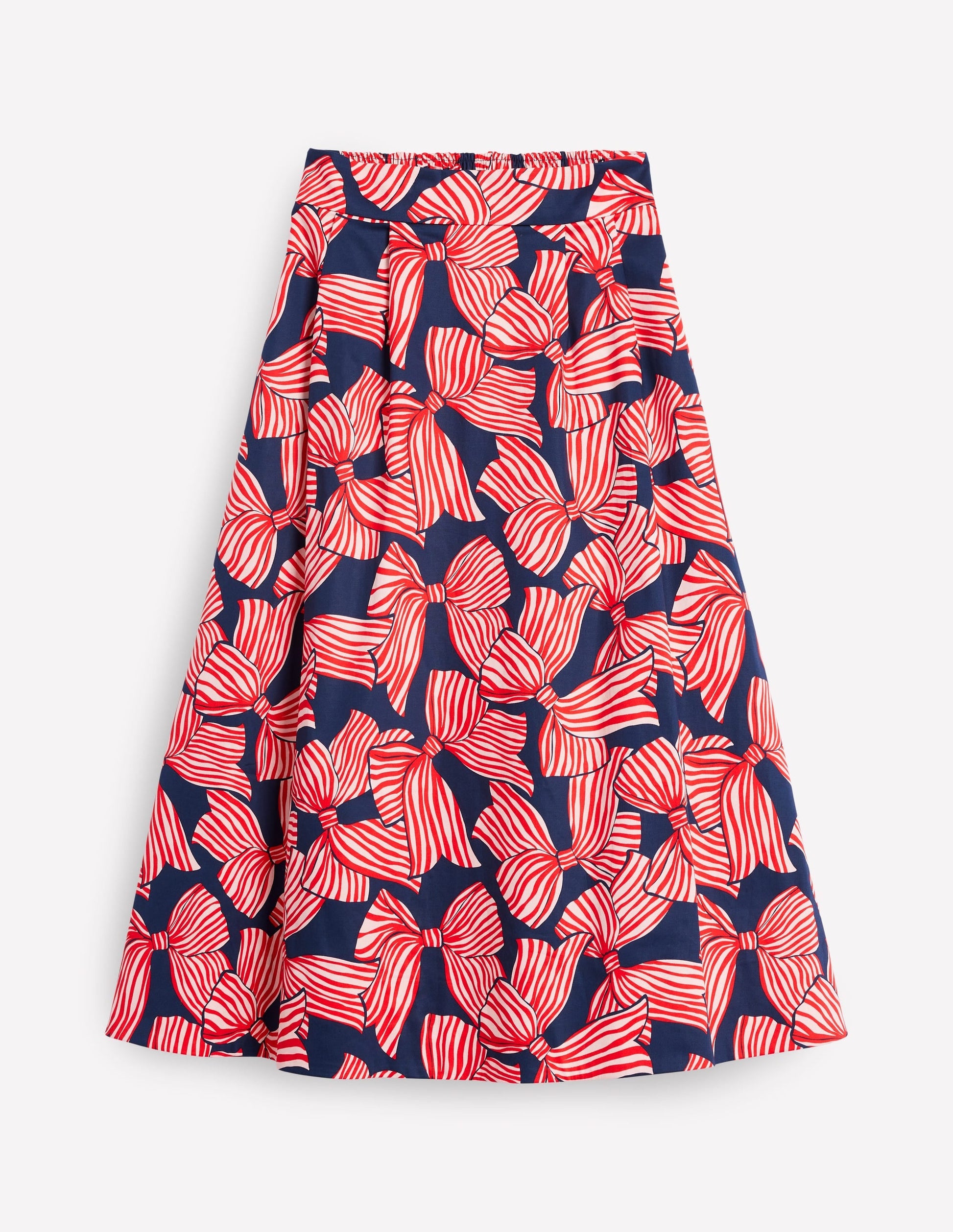Isabella Cotton Sateen Skirt-French Navy, Bow Scatter-5