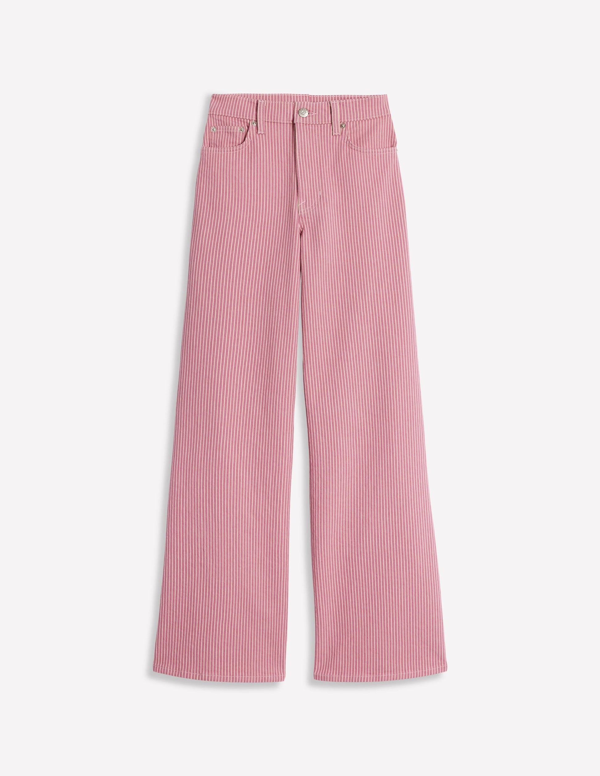 High Rise Wide Leg Jeans-Pink Stripe-2