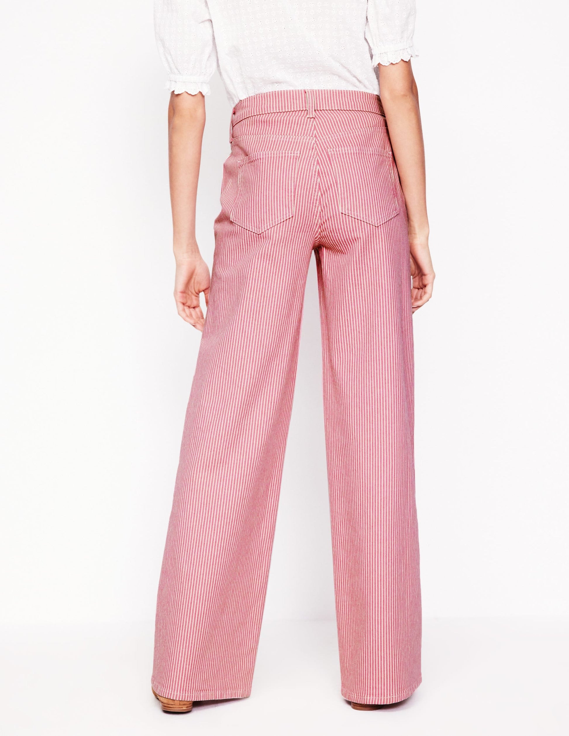 High Rise Wide Leg Jeans-Pink Stripe-4