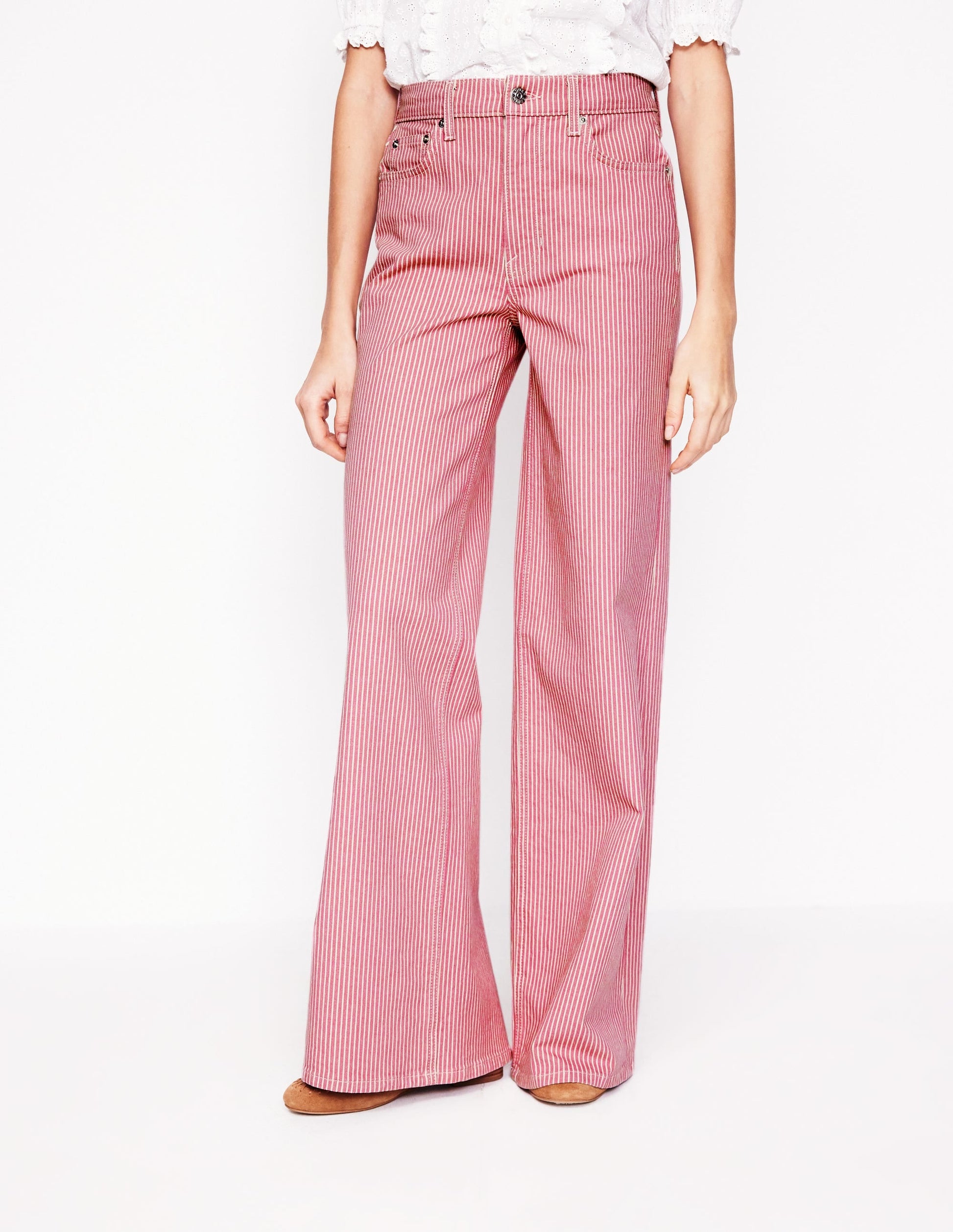 High Rise Wide Leg Jeans-Pink Stripe-6