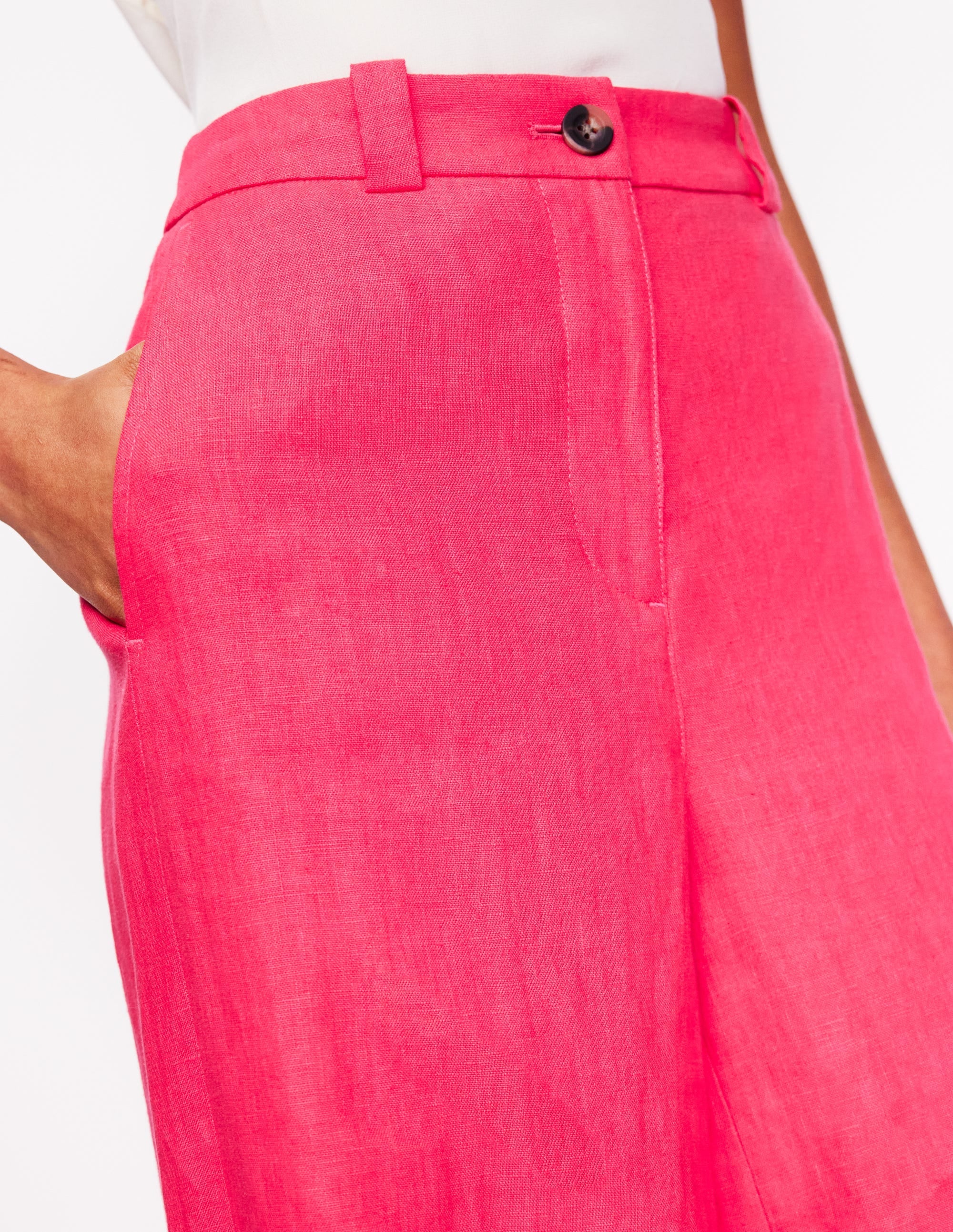 Westbourne Linen Trousers-Camelia Pink - Image 2