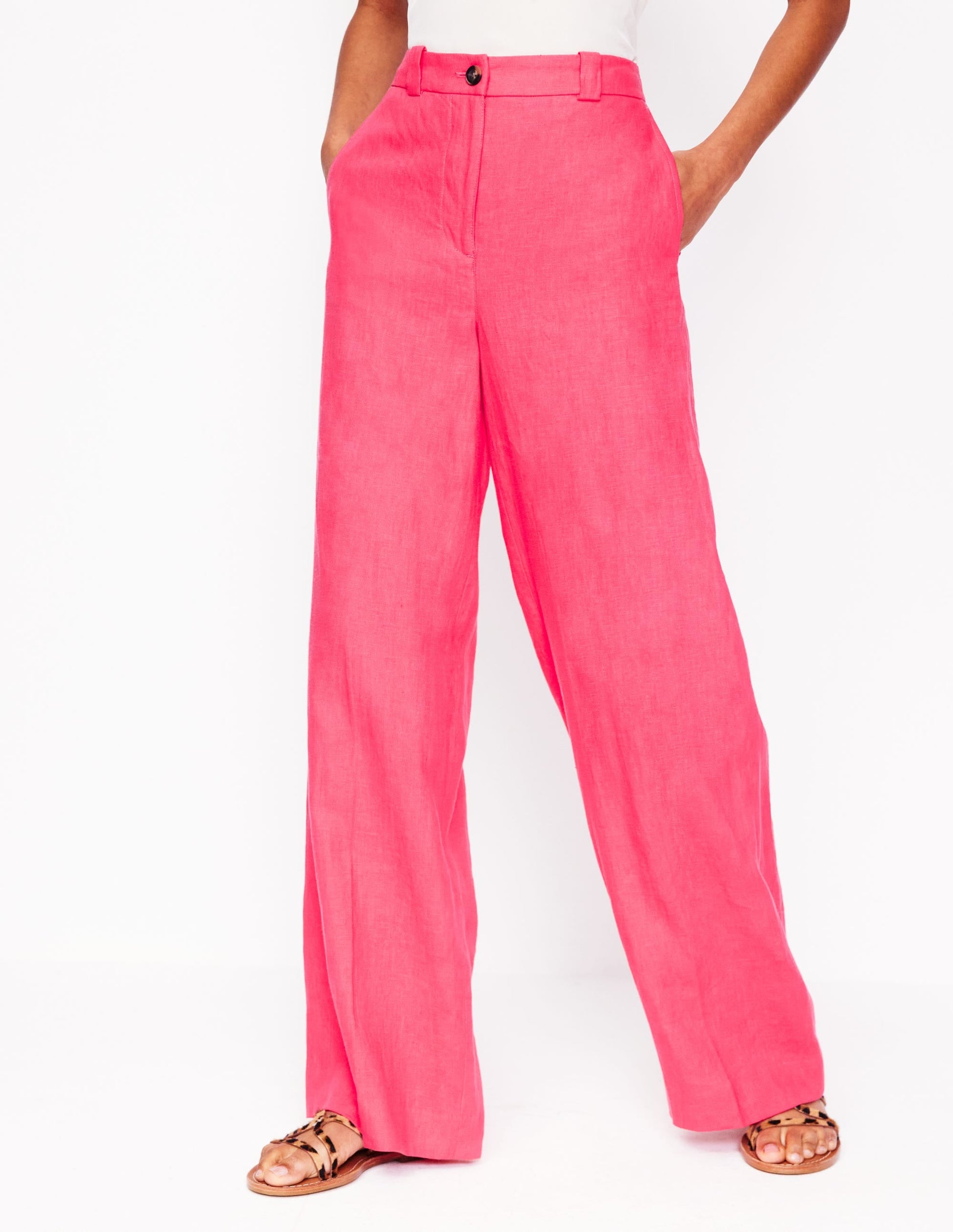 Westbourne Linen Trousers-Camelia Pink-4