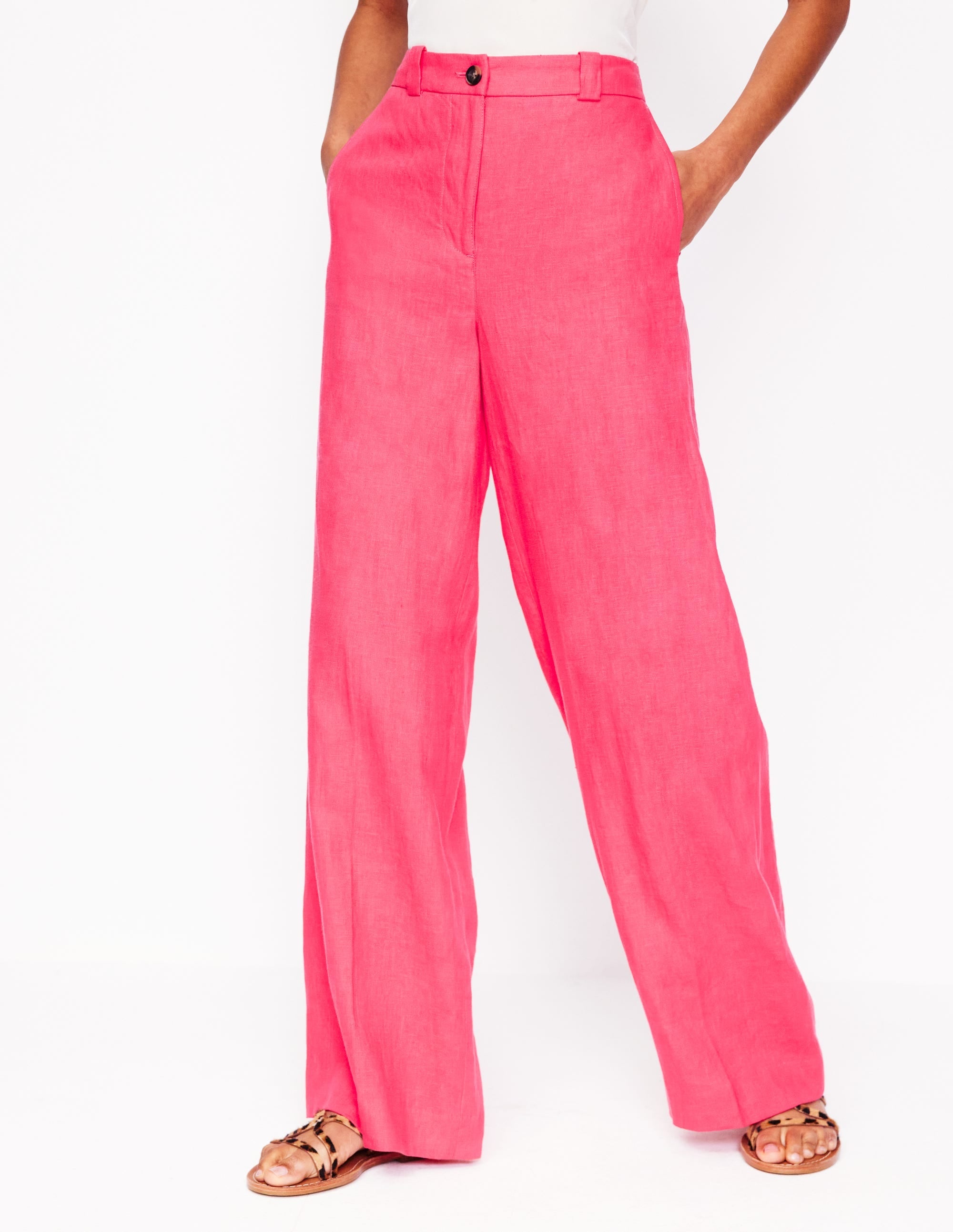 Westbourne Linen Trousers-Camelia Pink - Image 4